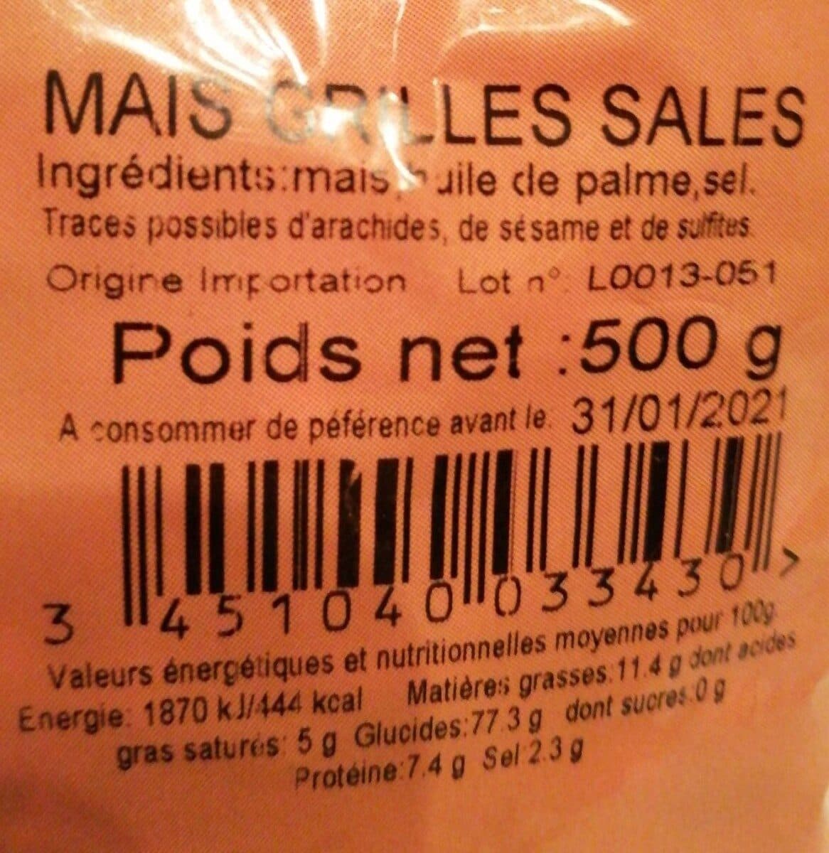 Open Food Facts Maïs grillé salé packshot