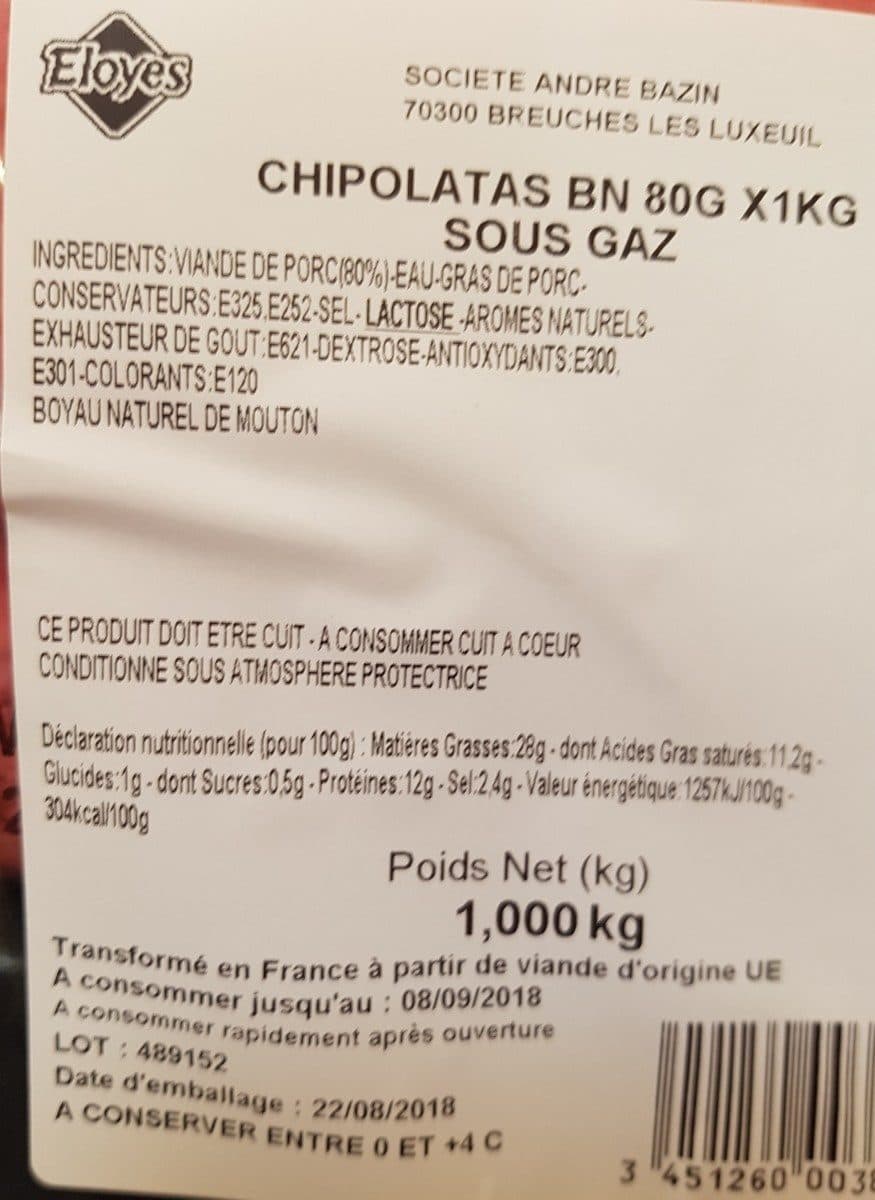 Eloyes Chipolatas packshot