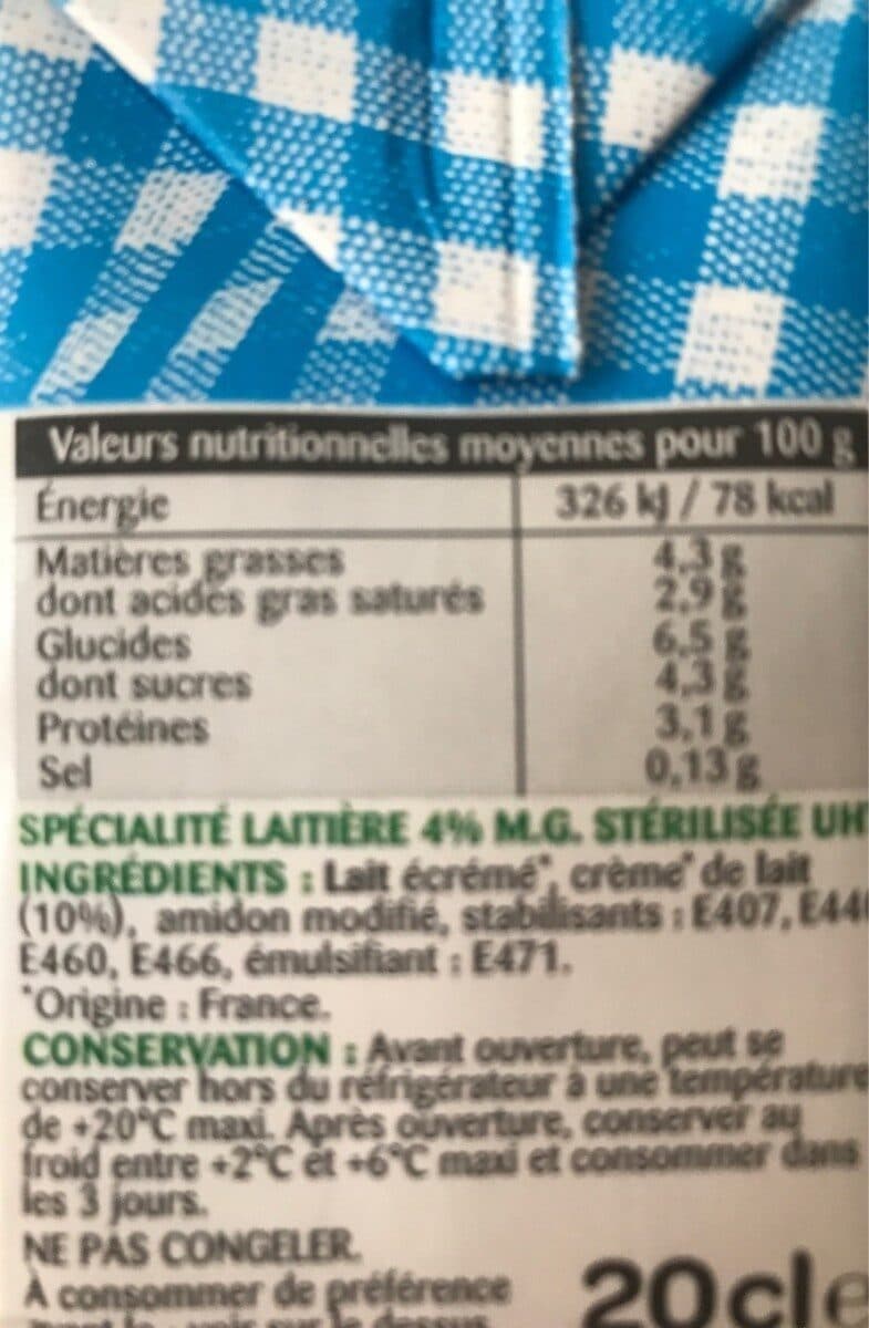 Elle & Vire Crème semi-épaisse allégé packshot