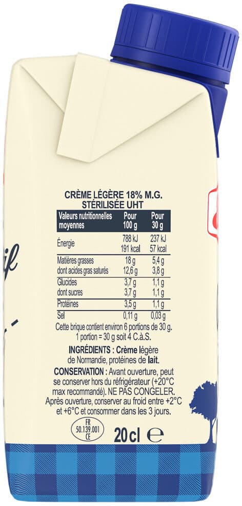 Elle & Vire La Crème Légère Fluide De Conde Sur Vire 18%MG packshot
