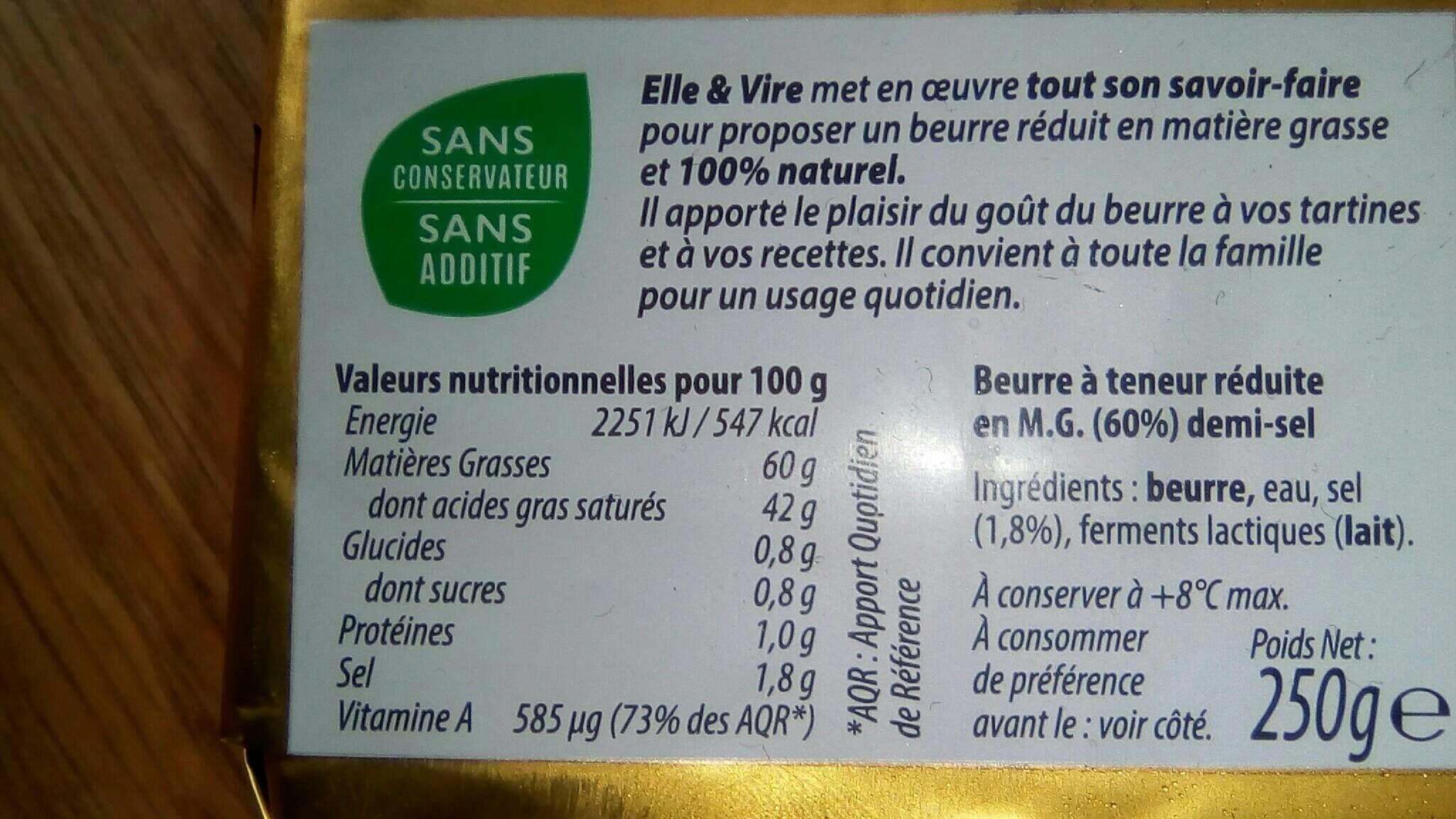Elle & Vire Le Beurre Demi-Sel Allégé 60%MG packshot