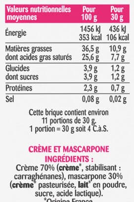Elle & vire Elle & vire creme au mascarpone 36%mg brique 33cl packshot