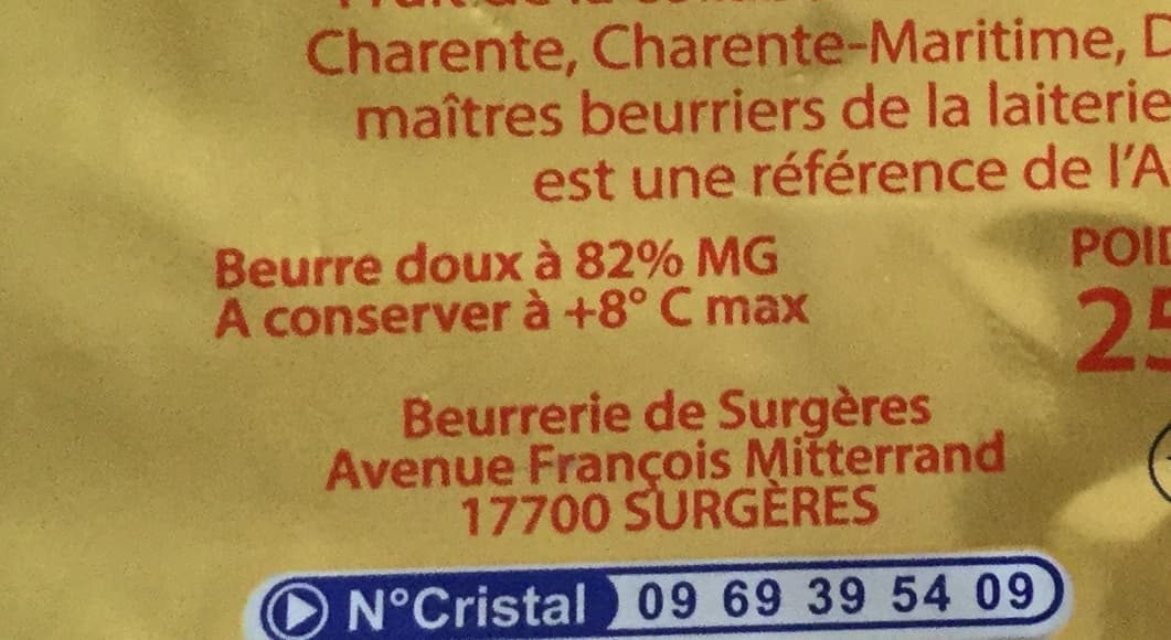 Surgères Beurre traditionnel doux packshot