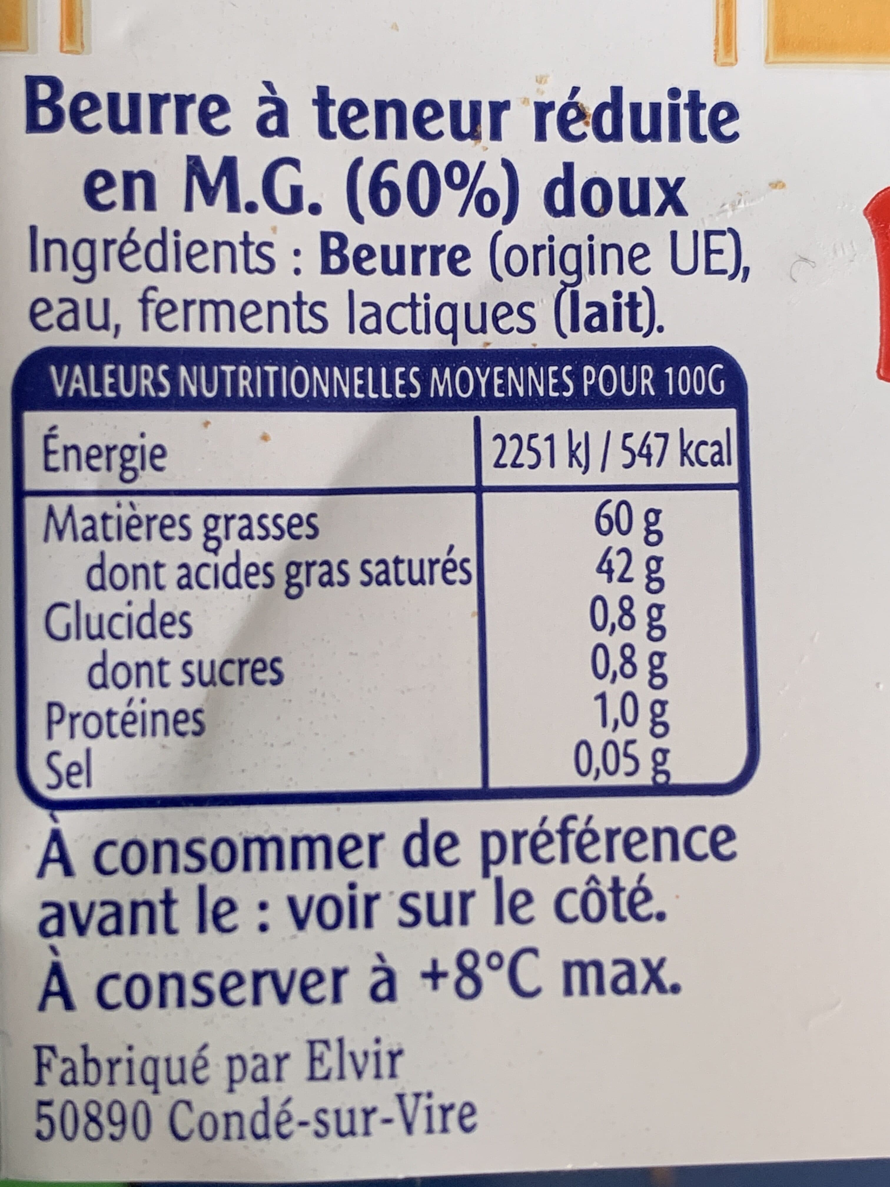 Montfleuri Beurre à teneur réduite en M.G. (60%) doux packshot