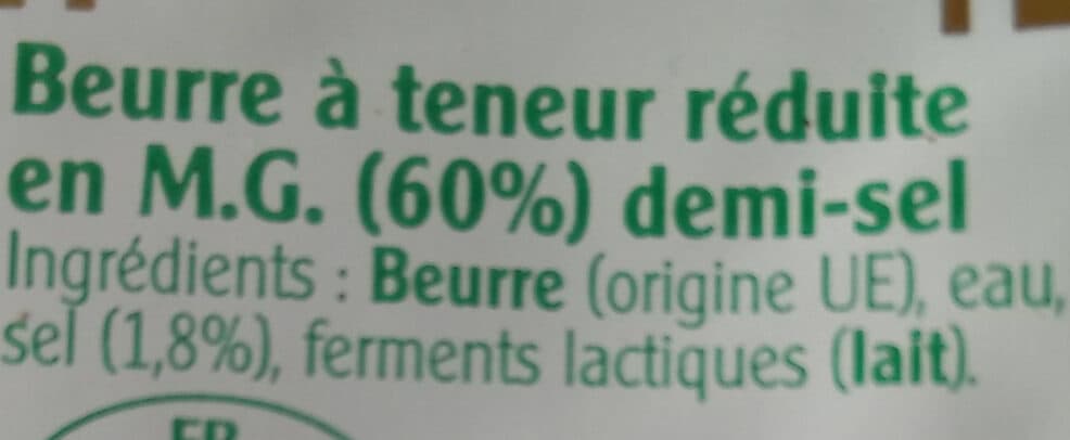 Montfleuri Beurre Demi-Sel à teneur réduite en M.G. (60%) packshot