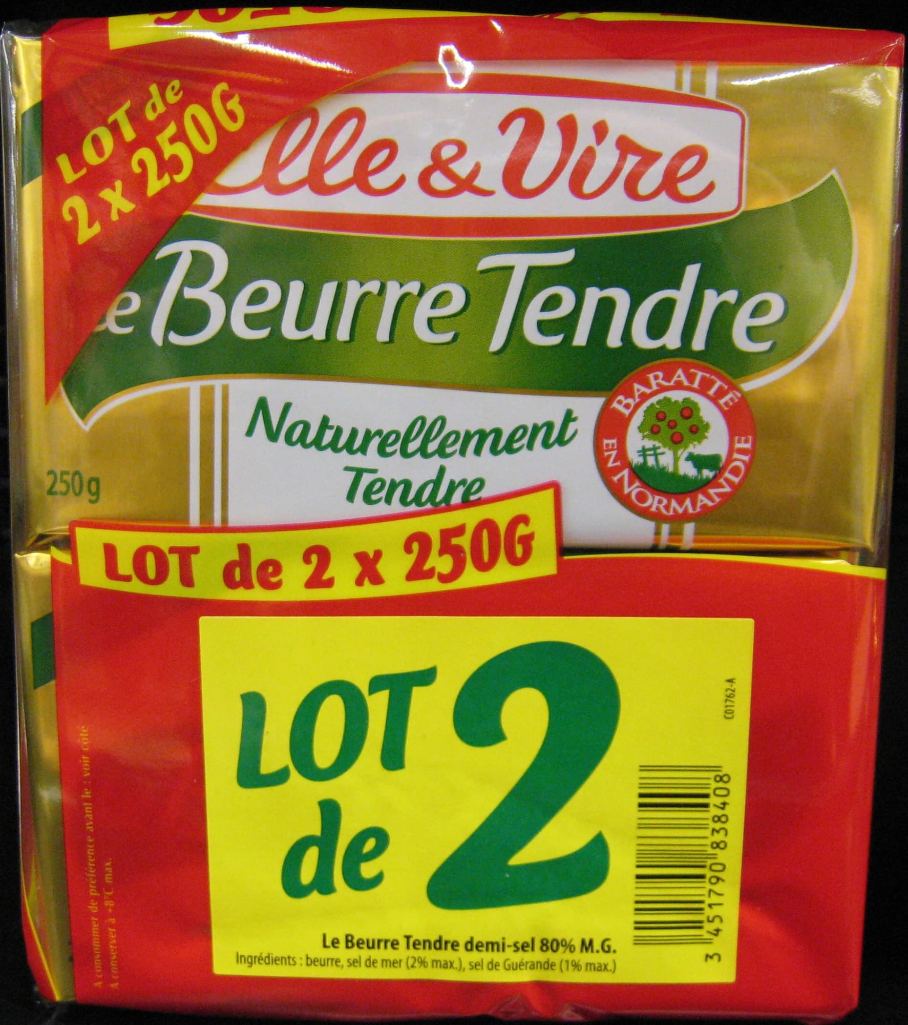 Elle & Vire Le Beurre Tendre (lot de 2 x 250 g) demi-sel Elle & Vire packshot