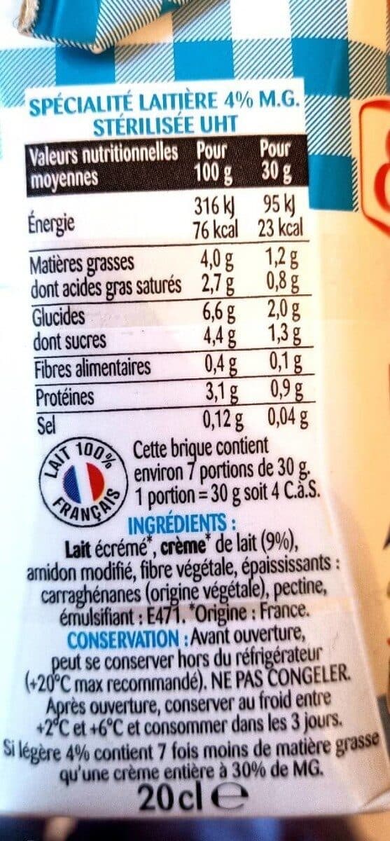 Elle & Vire La Crème Semi-Epaisse Si Légère 4%MG packshot