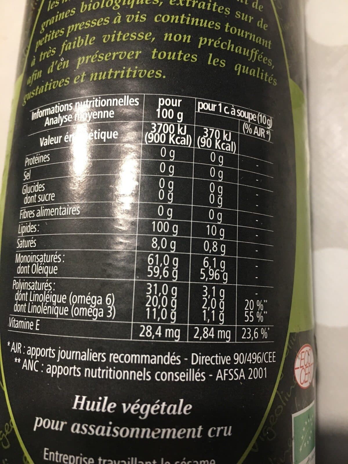 Open Food Facts Huile vierge de colza packshot