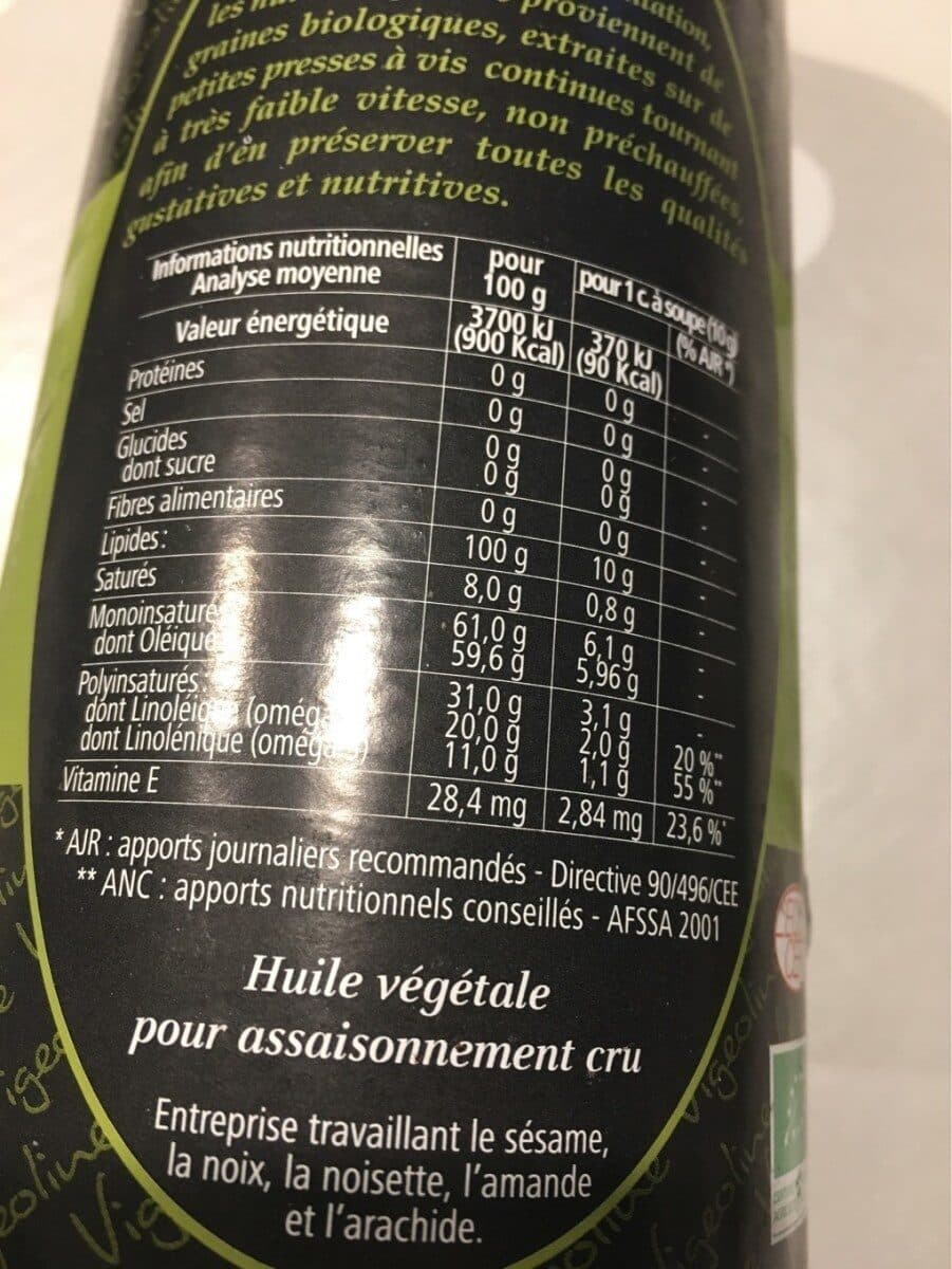 Open Food Facts Huile vierge de colza packshot