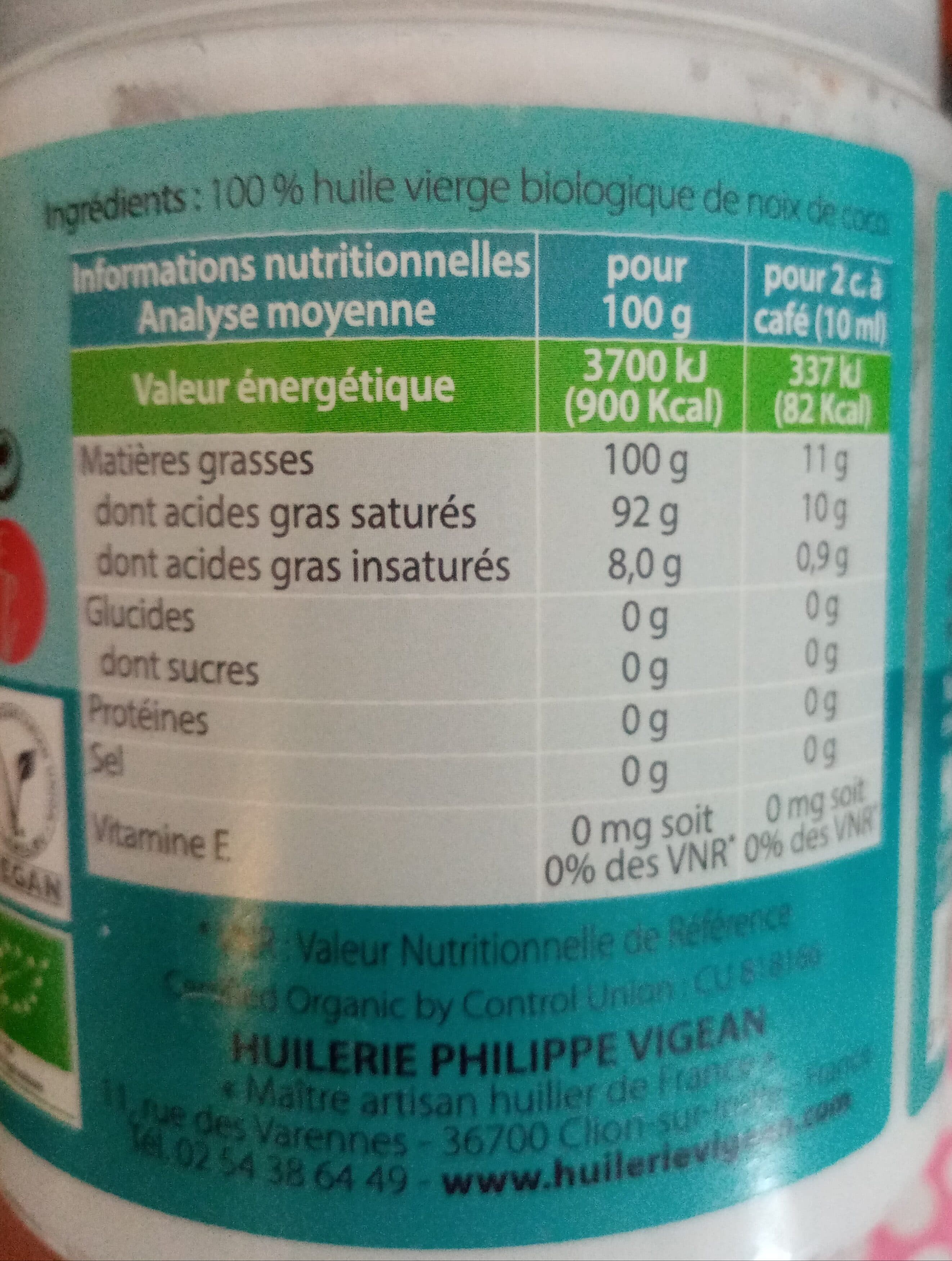 Vigean HUILE VIERGE DE NOIX DE COCO packshot