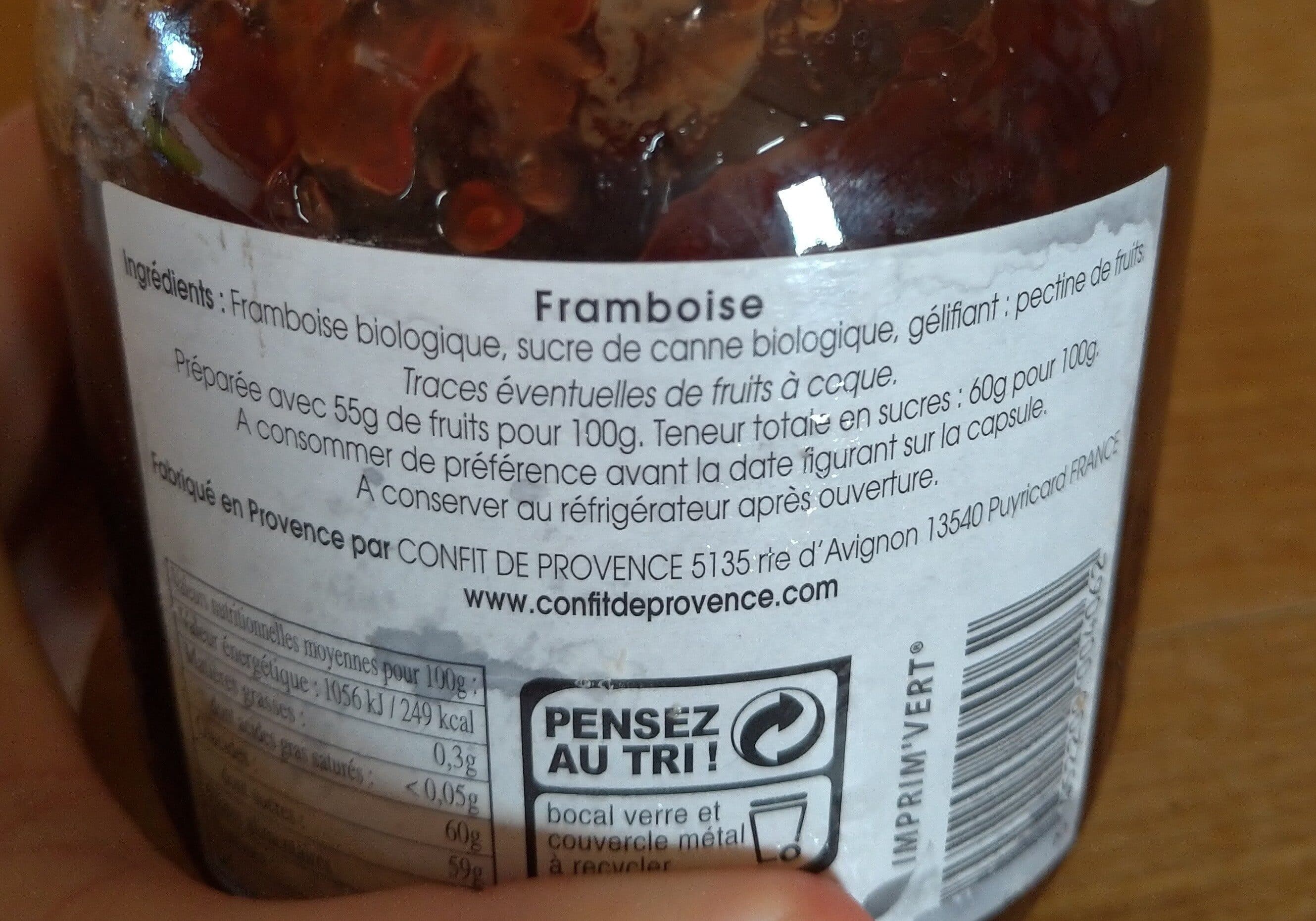 Confit de provence Confiture De Framboise packshot