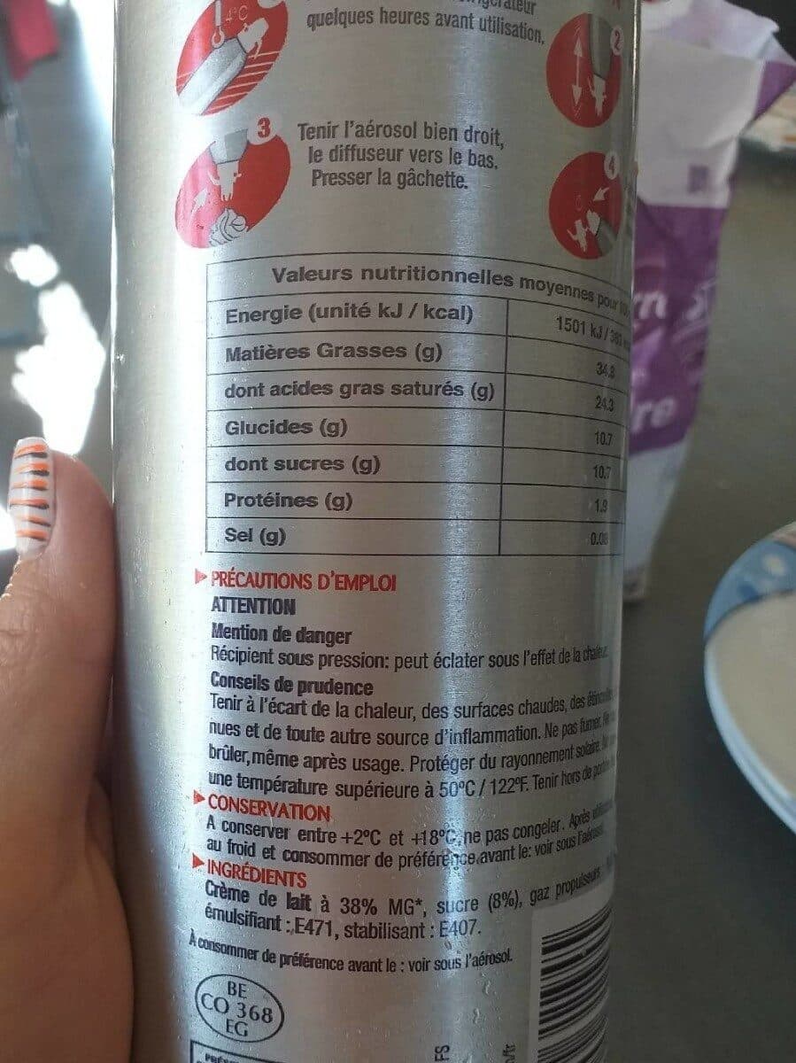 Open Food Facts Crème Fouettée Sucrée Uht packshot