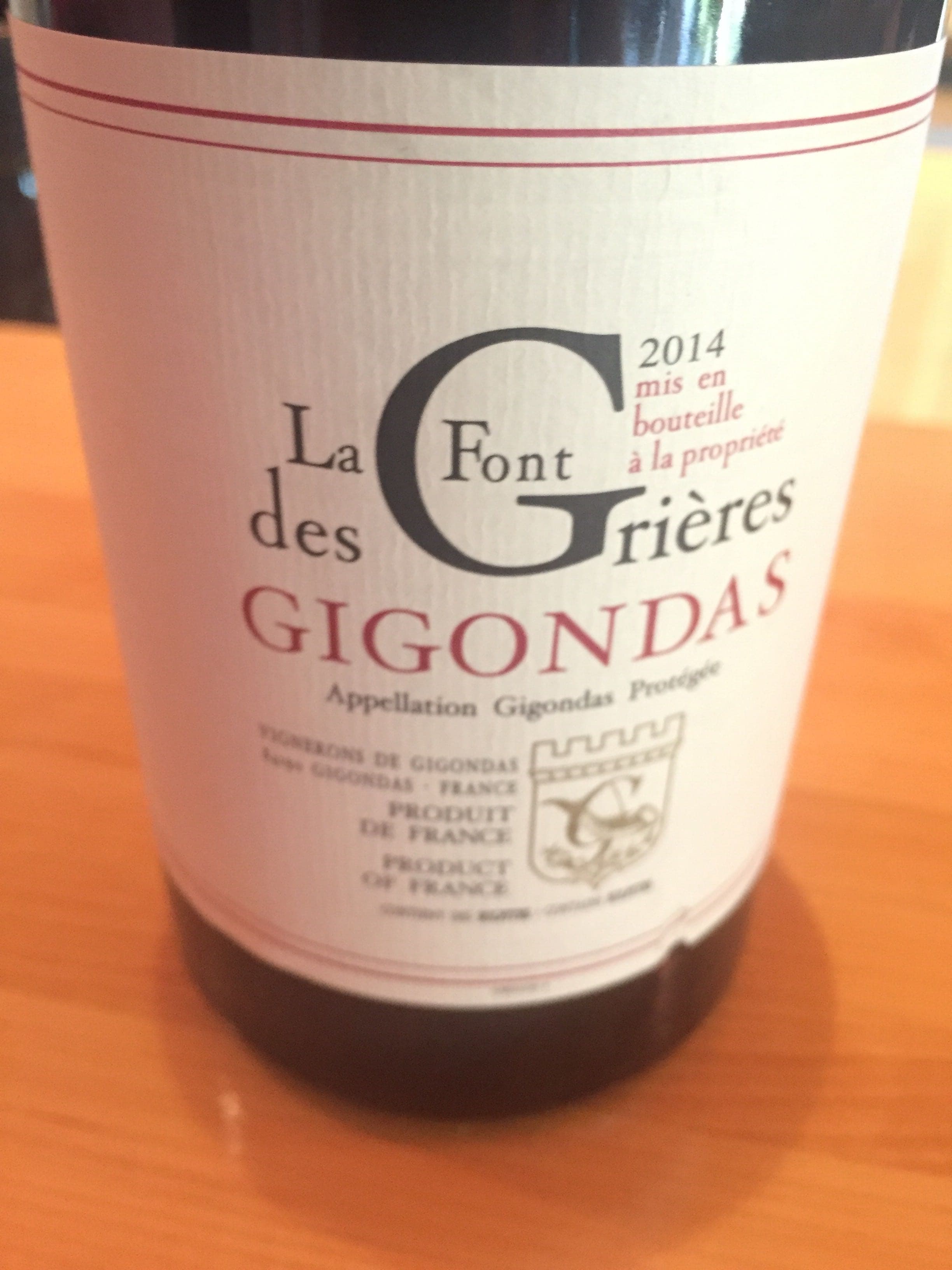 La Font des Grières Gigondas 2014 packshot