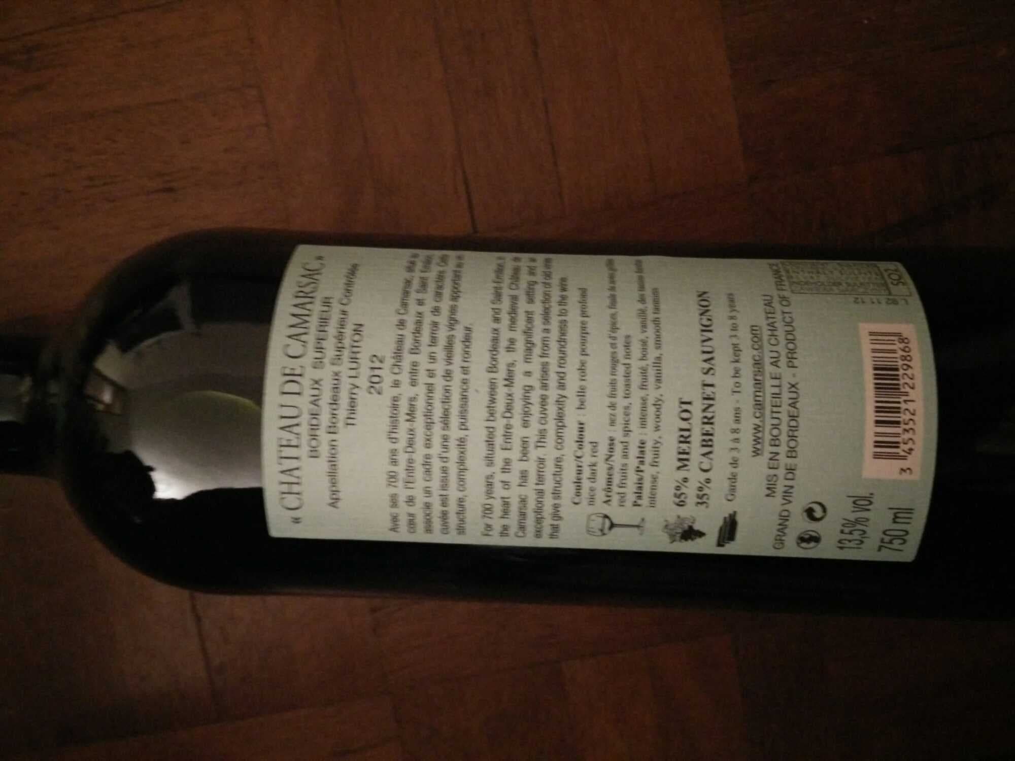 Château de Camarsac Bordeaux Supérieur packshot