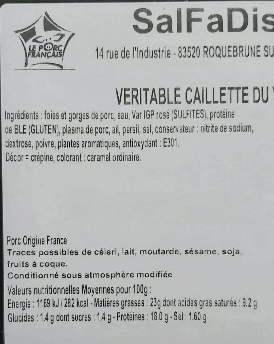 Open Food Facts Véritable Caillette Du Var En Tranche packshot