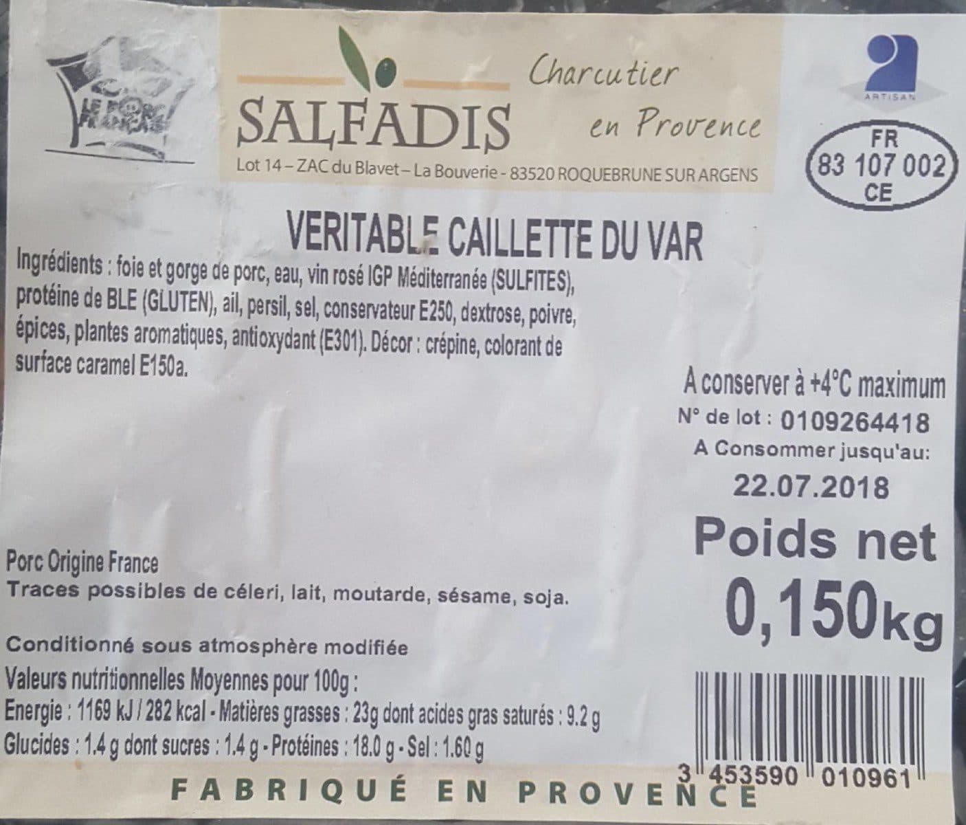 Open Food Facts Véritable caillette du Var packshot