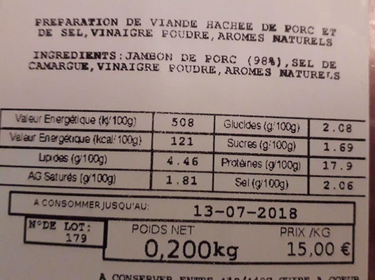 Open Food Facts Pavé de jambon haché packshot