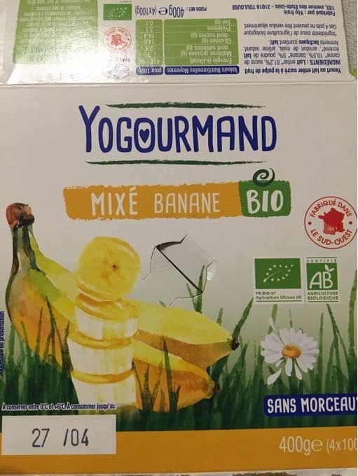 YOGOURMAND Mixé Banane Bio Sans Morceaux packshot