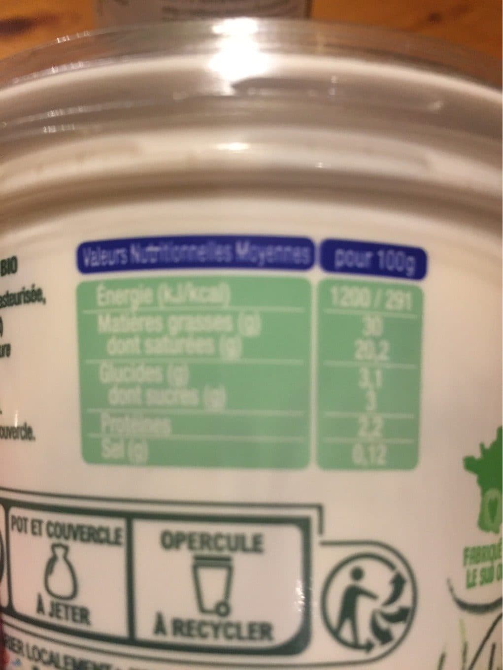Yogourmand Crème fraîche épaisse de vache bio 30% MG packshot