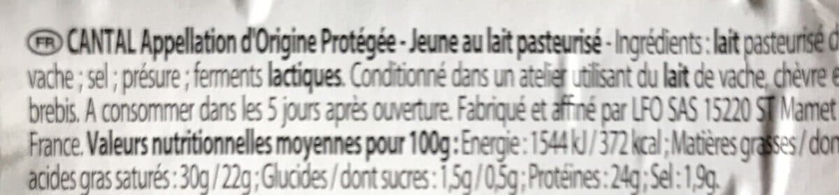 Open Food Facts Cantal jeune packshot