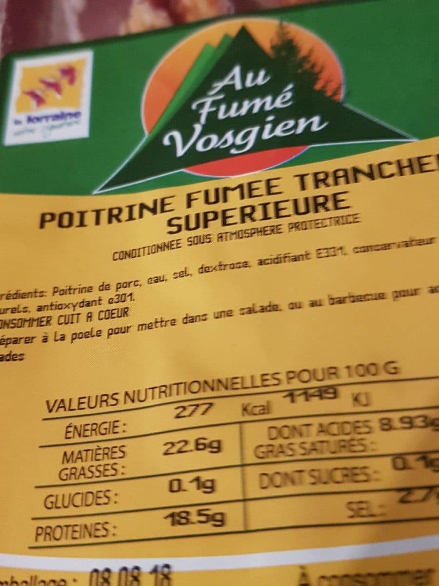 Au Fumé Vosgien Poitrine fumée supérieure packshot