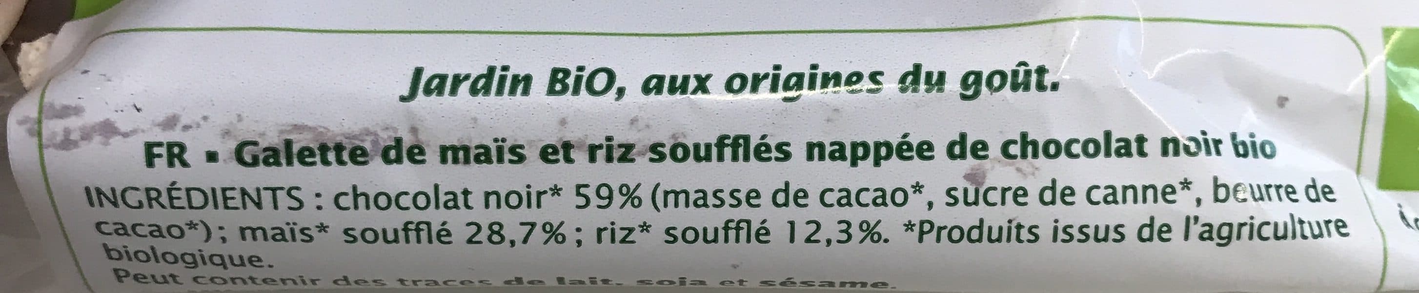 Jardin Bio Galette maïs riz nappées Chocolat noir packshot