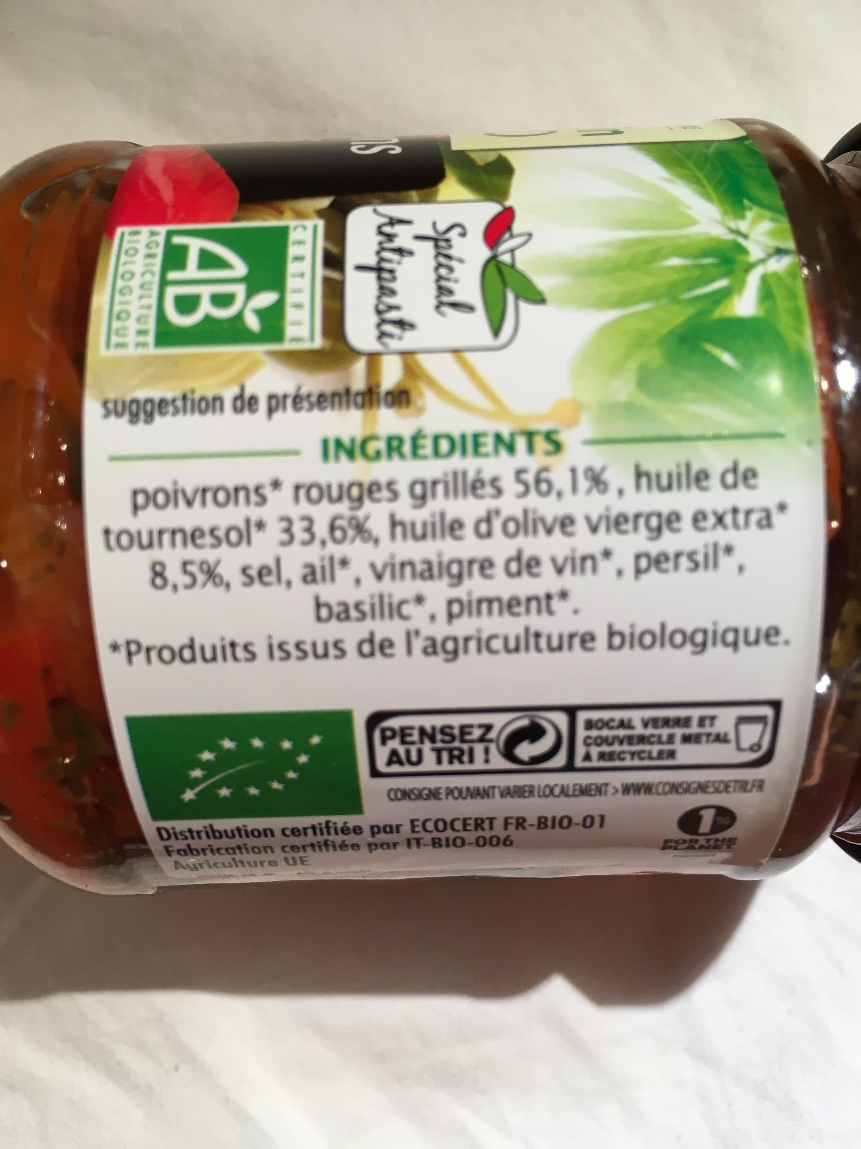 Jardin bio Poivrons rouges grillés packshot