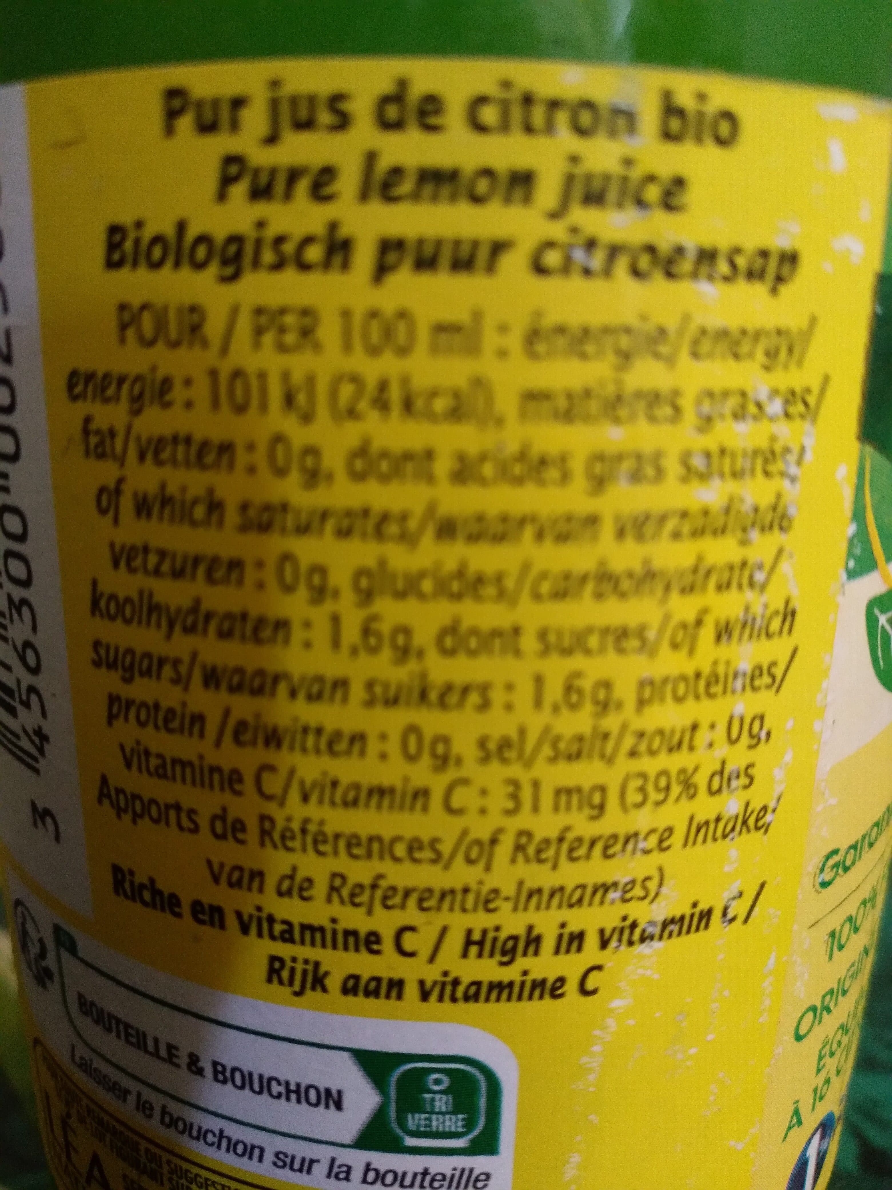Jardin bio Pur jus de citron packshot