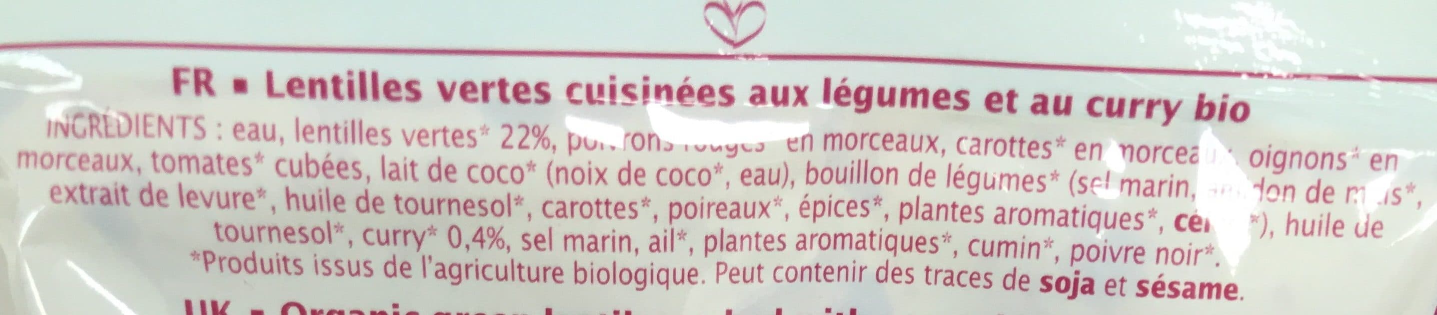 Jardin bio Lentilles Cuisinées au Curry packshot