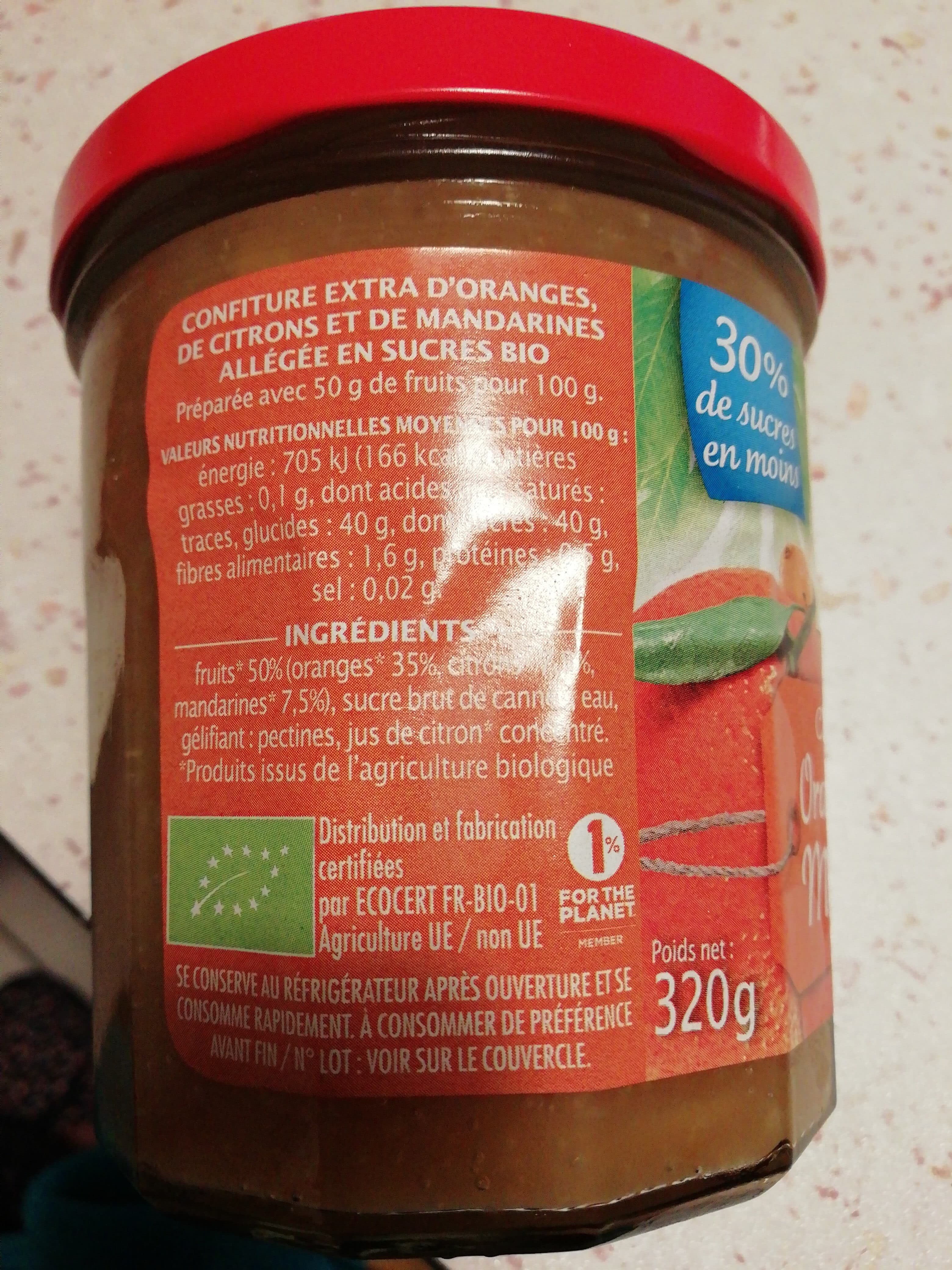 Jardin bio Confiture extra Orange Citron Mandarine packshot