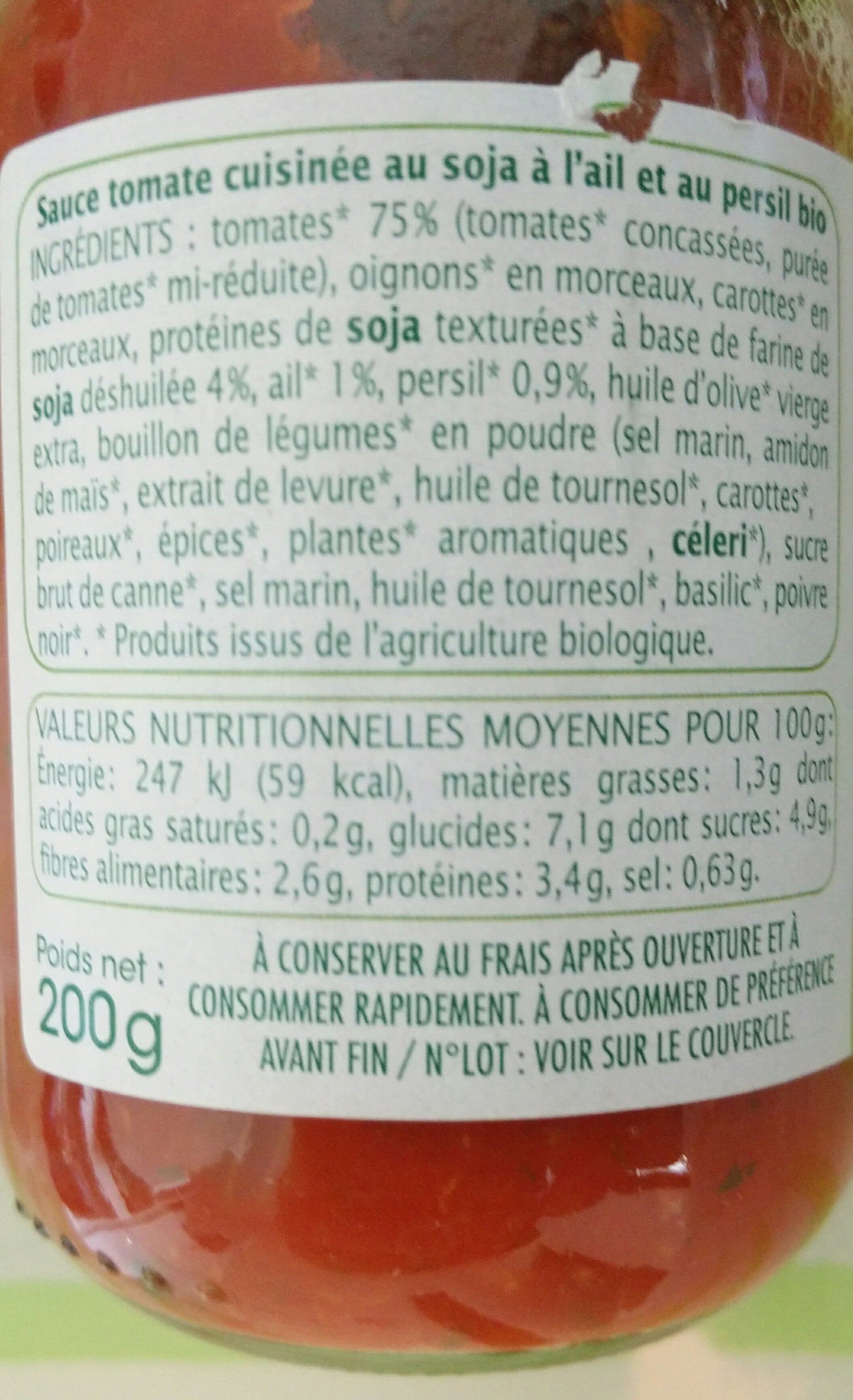 Jardin Bio Sauce végetale façon bolognaise ail persil packshot
