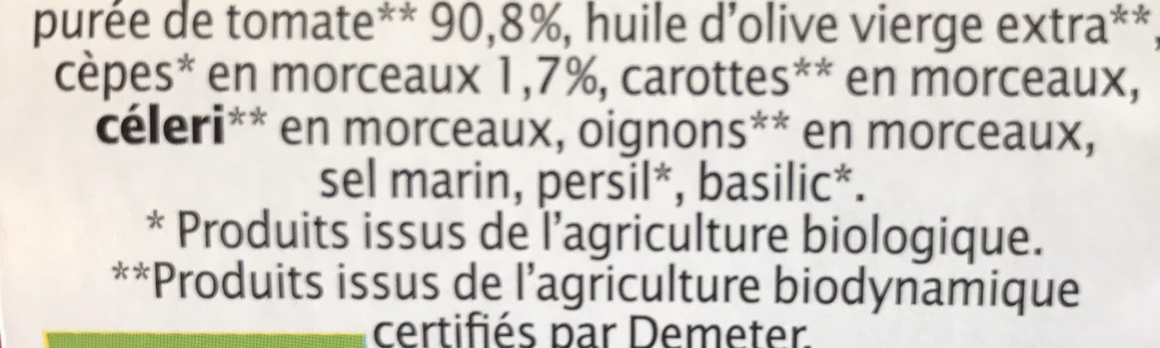 Jardin bio Sauce tomate cèpes packshot