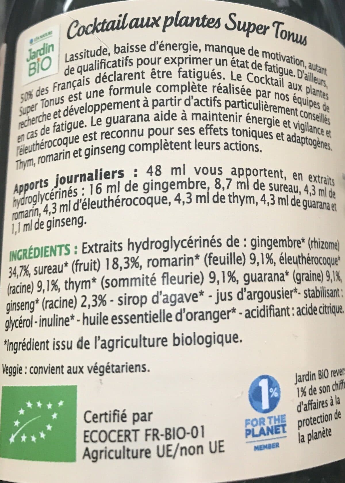 Jardin bio Cocktail aux 7 plantes super tonus au ginseng packshot