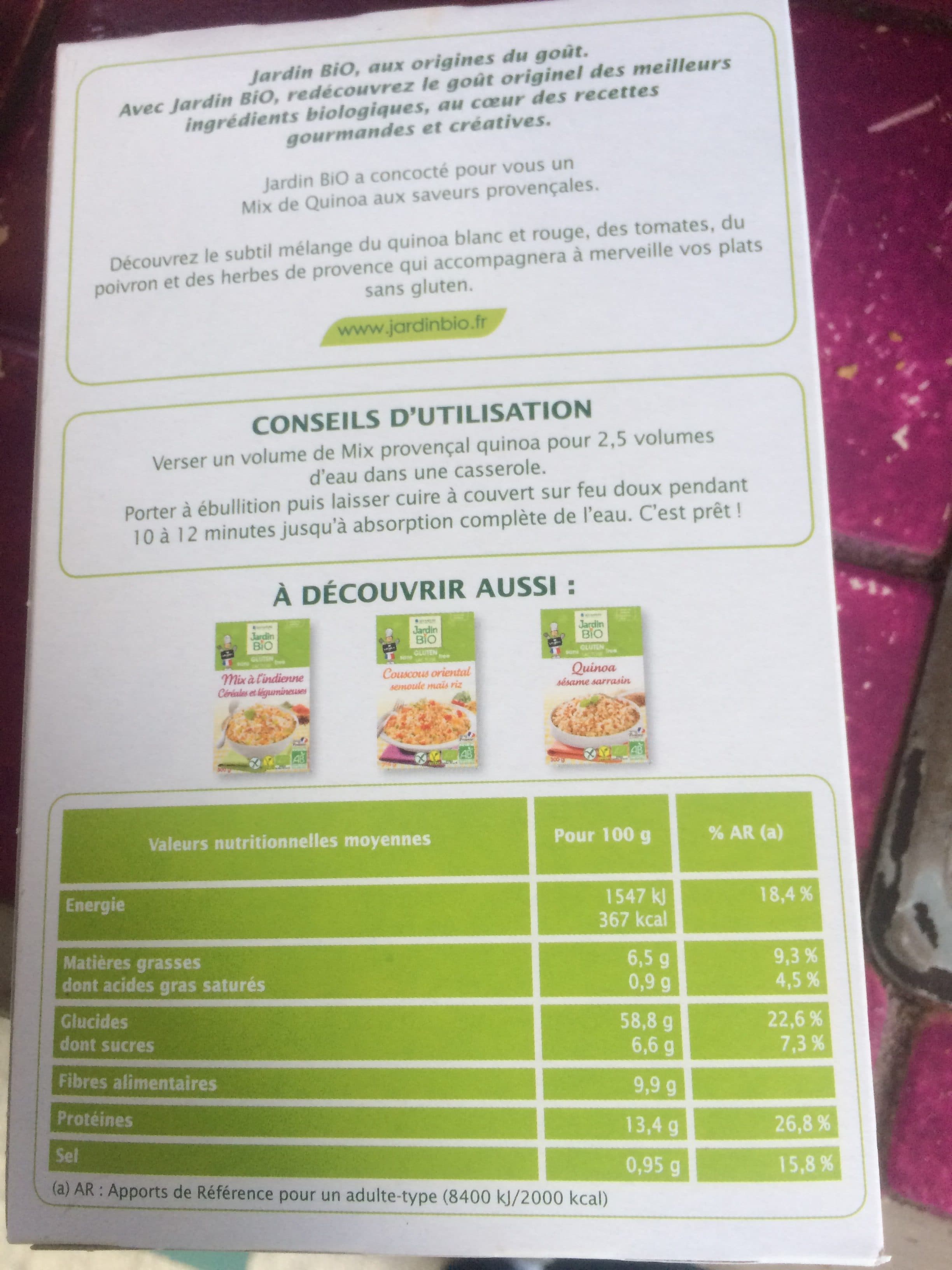 Jardin Bio Mix provencal quinoa packshot