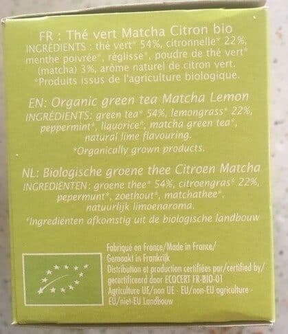 Jardin bio Thé Matcha lemon packshot