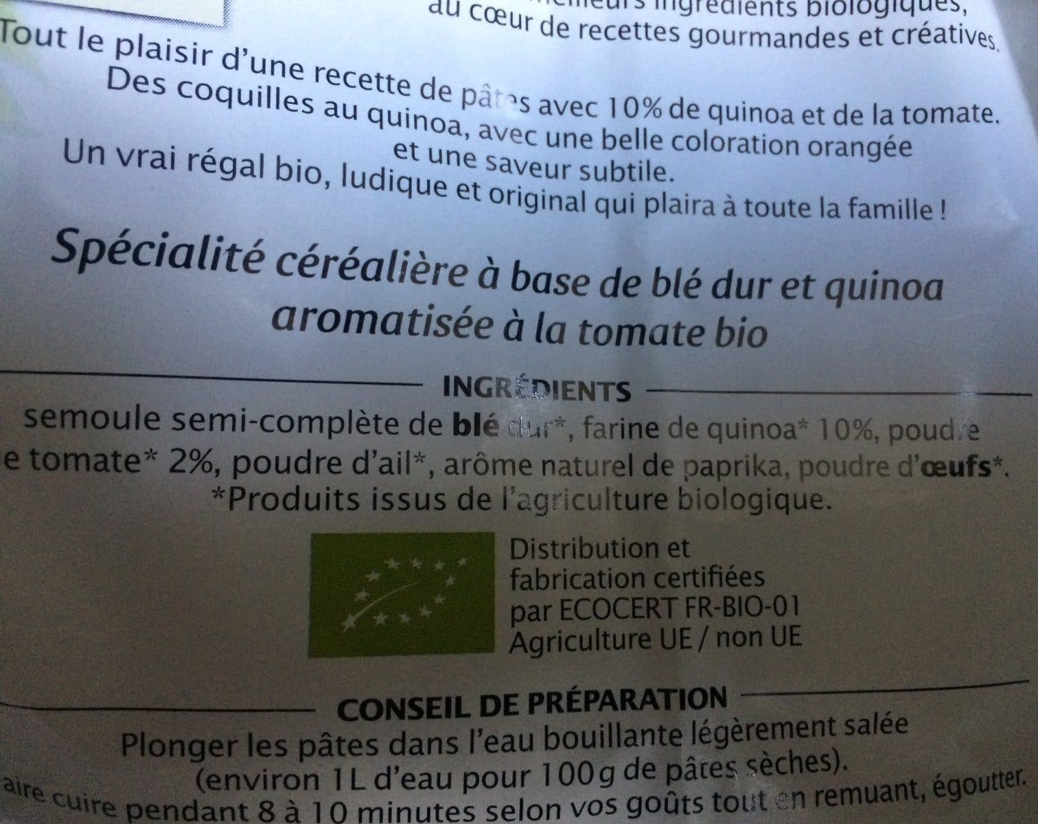 Jardin bio Coquille Quinoa Tomate packshot