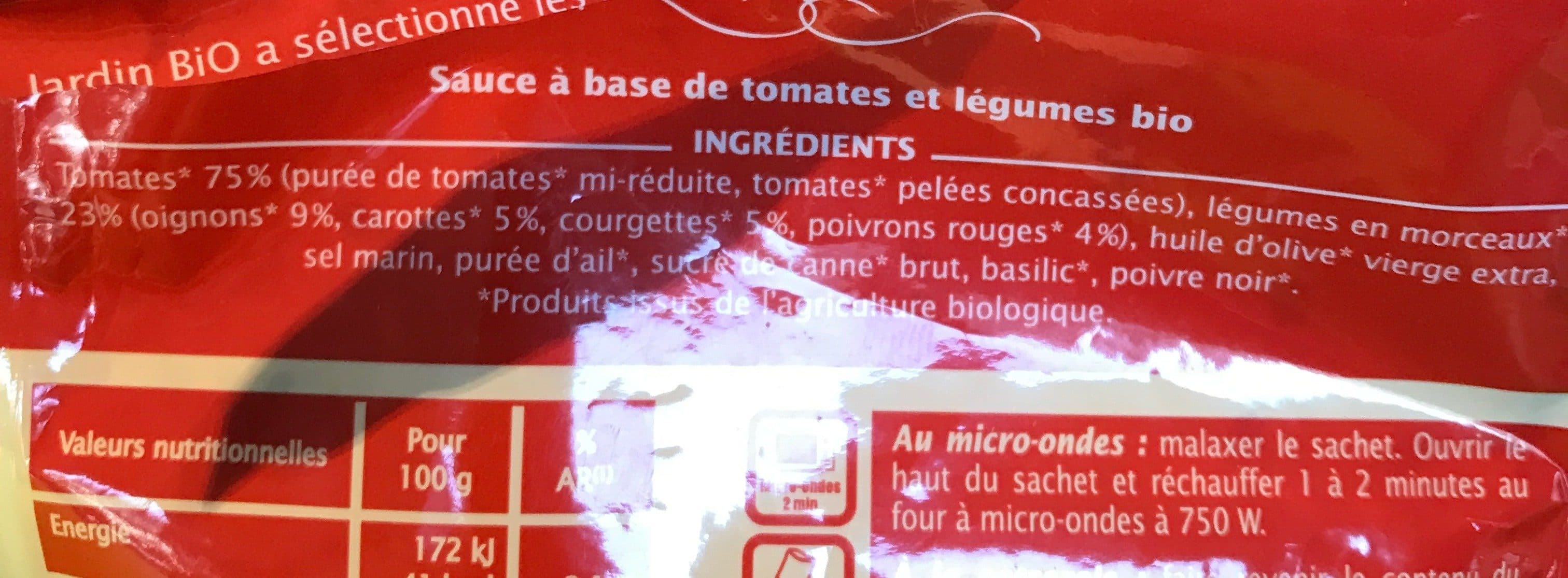 Jardin Bio Sauce tomate cuisinee aux 5 legumes packshot