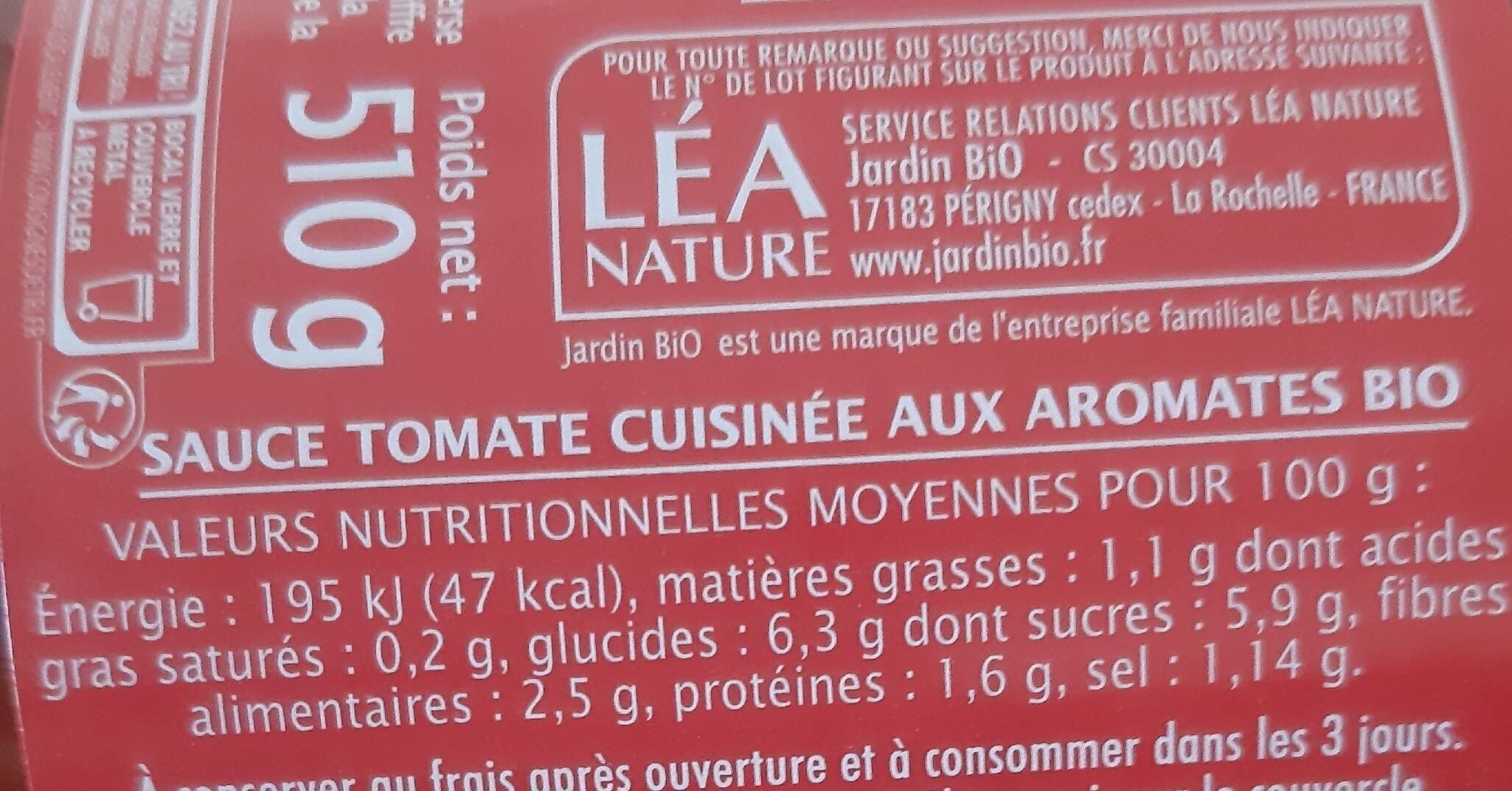 Jardin bio Sauce tomate Provencale aux fines herbes packshot