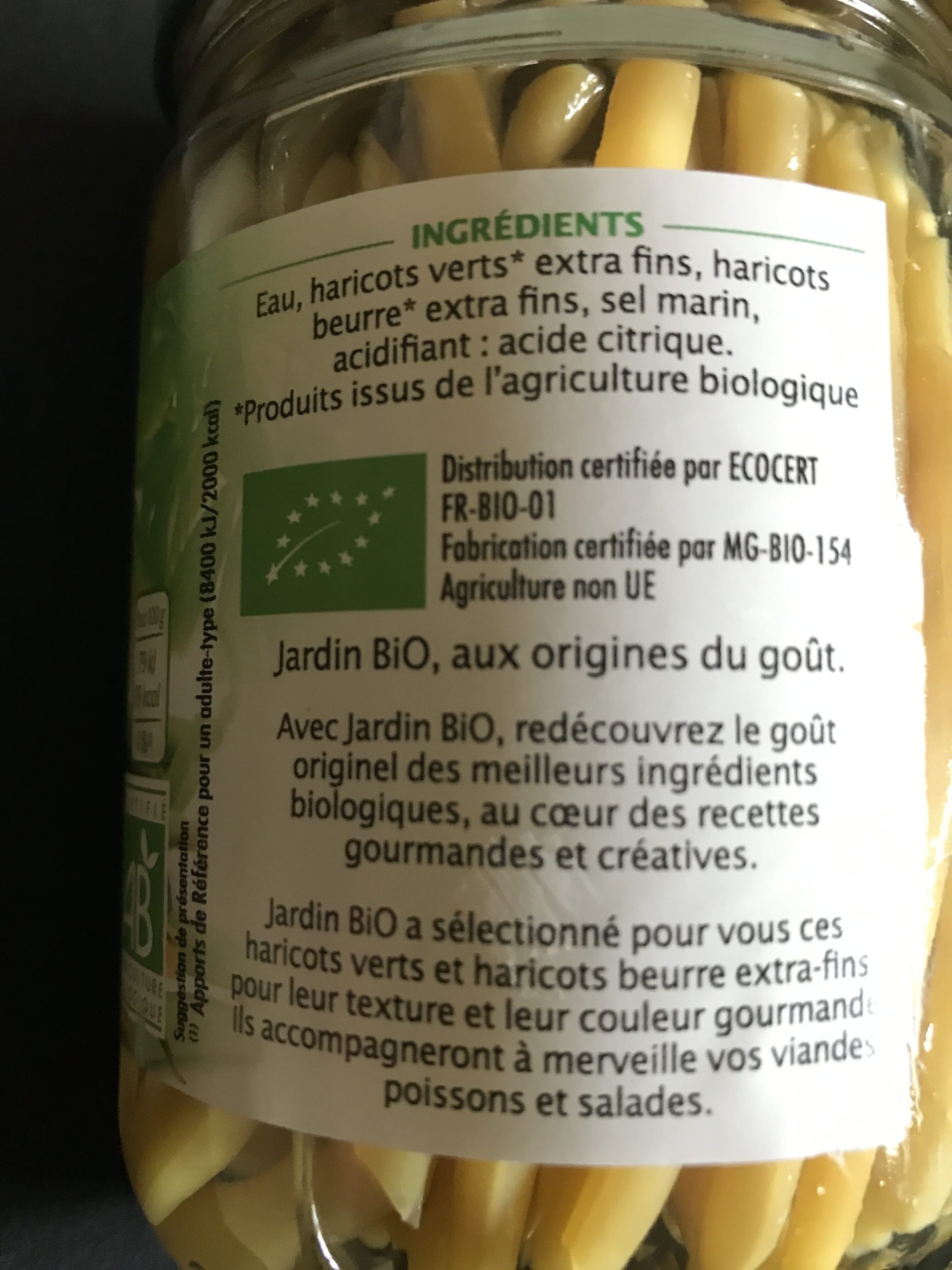 Jardin bio Haricots verts harricots beurre extra fin packshot