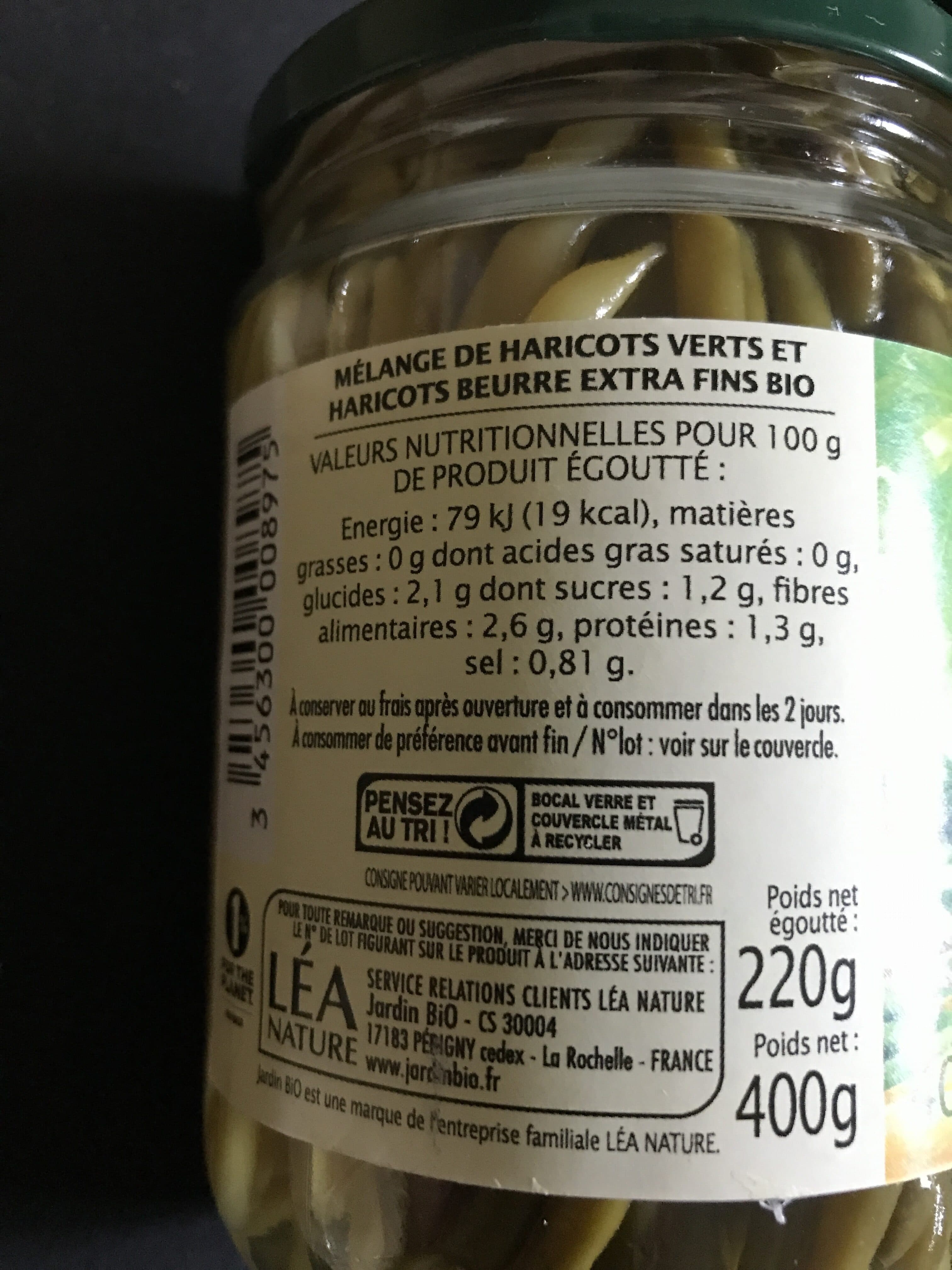 Jardin bio Haricots verts harricots beurre extra fin packshot