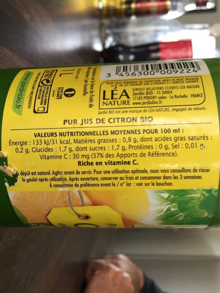 Jardin Bio Pur jus de citron bio packshot