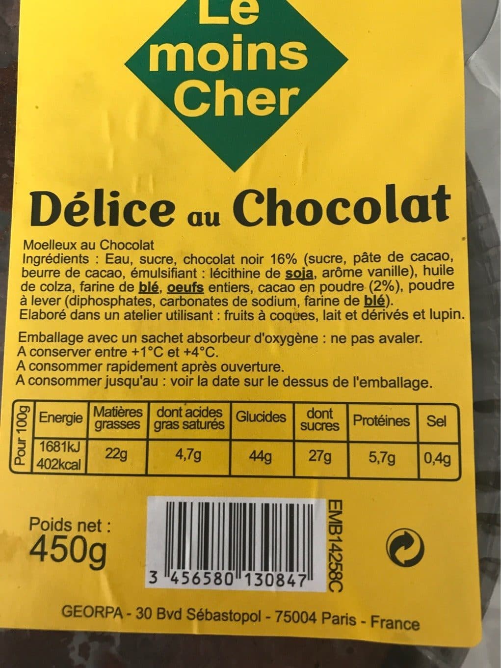 Georpa Délice au chocolat packshot