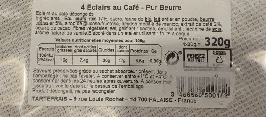 Open Food Facts 4 eclairs au café packshot