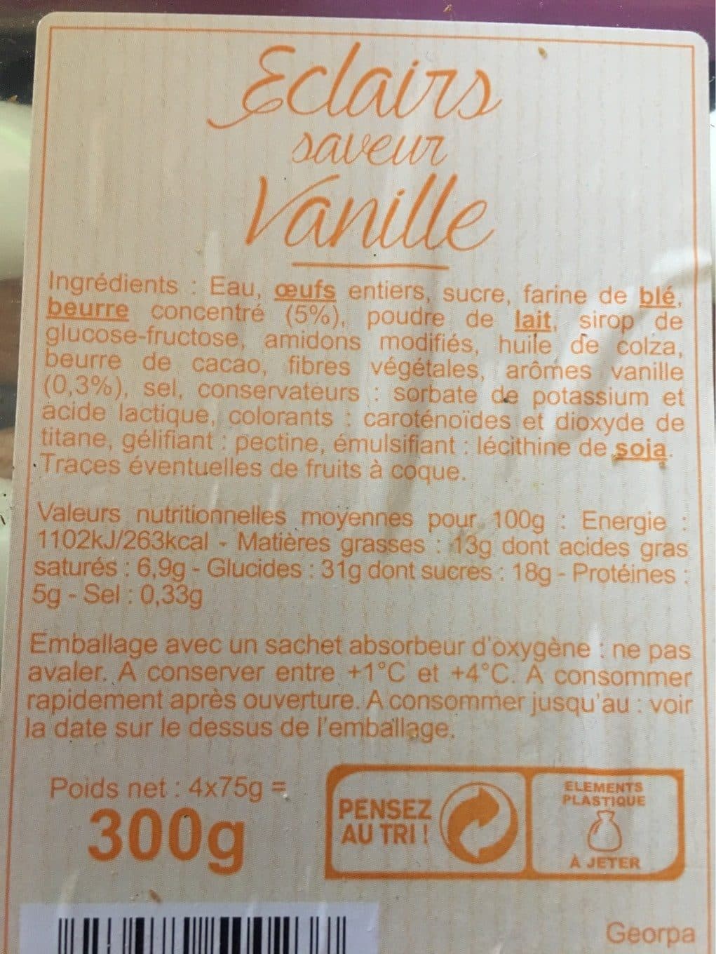 Georpa Eclair saveur vanille packshot
