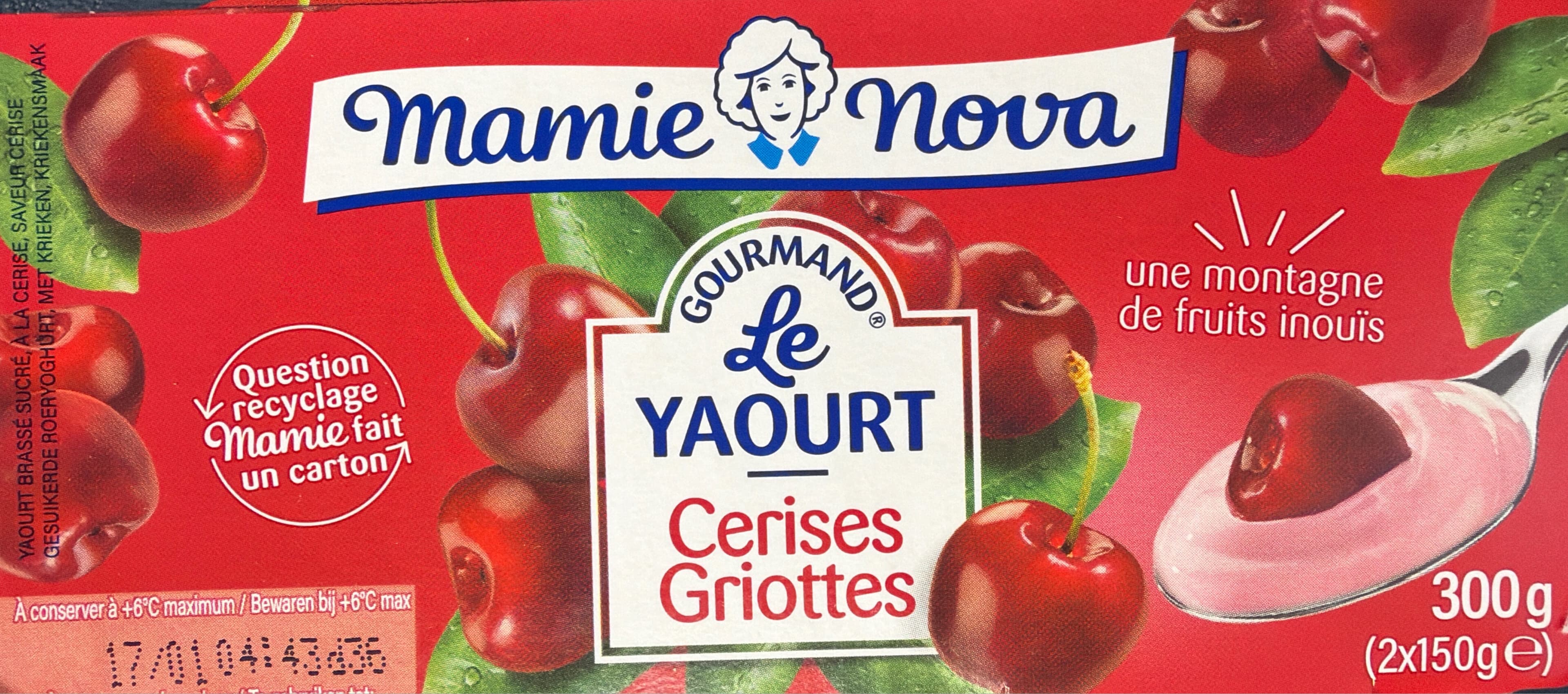 Mamie Nova Yaourt Gourmand Cerises Griottes packshot