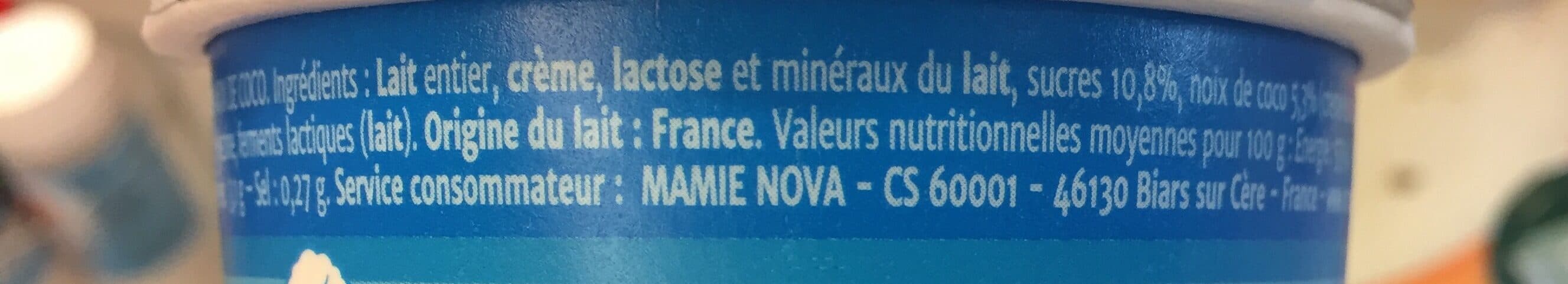 Mamie Nova Yaourt Gourmand à La Noix De Coco packshot