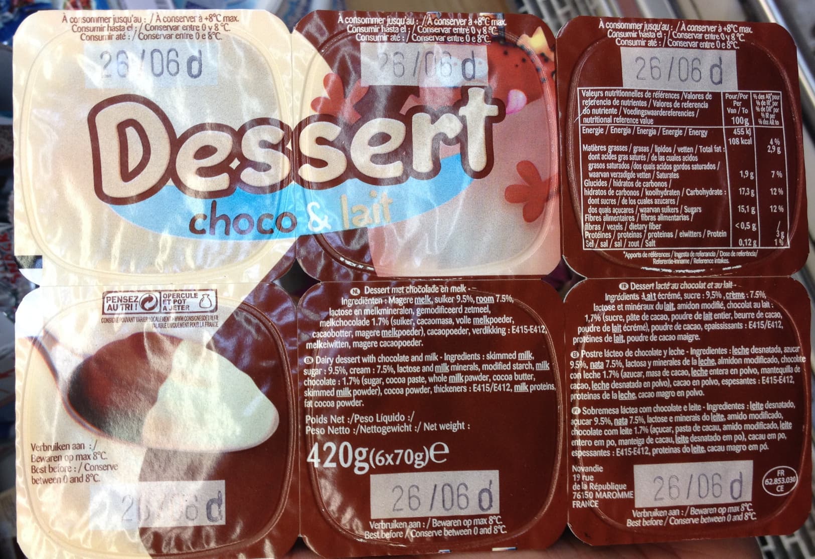 Novandie Dessert chocolat & lait packshot
