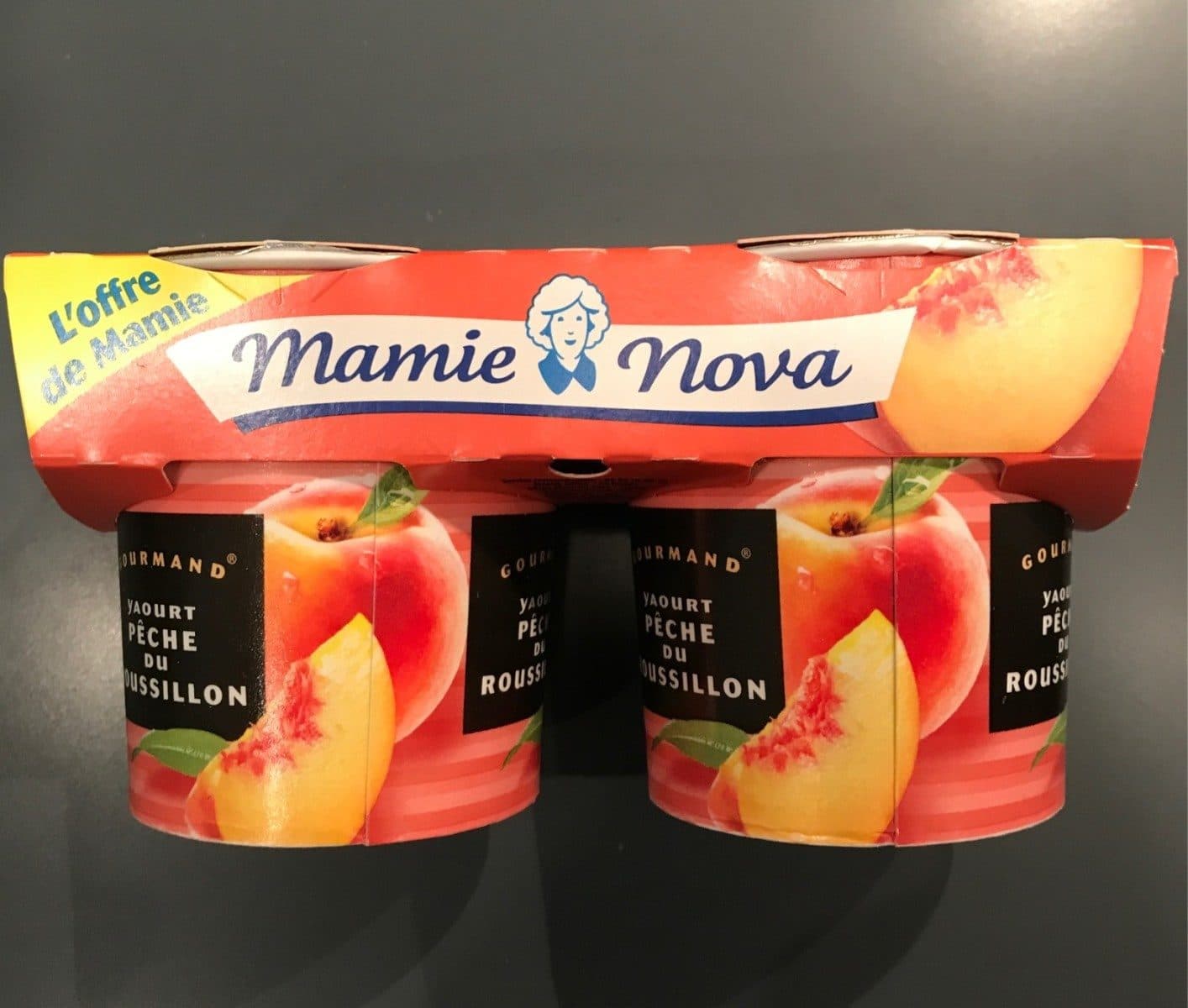 Mamie Nova Yaourt peche du roussillon packshot