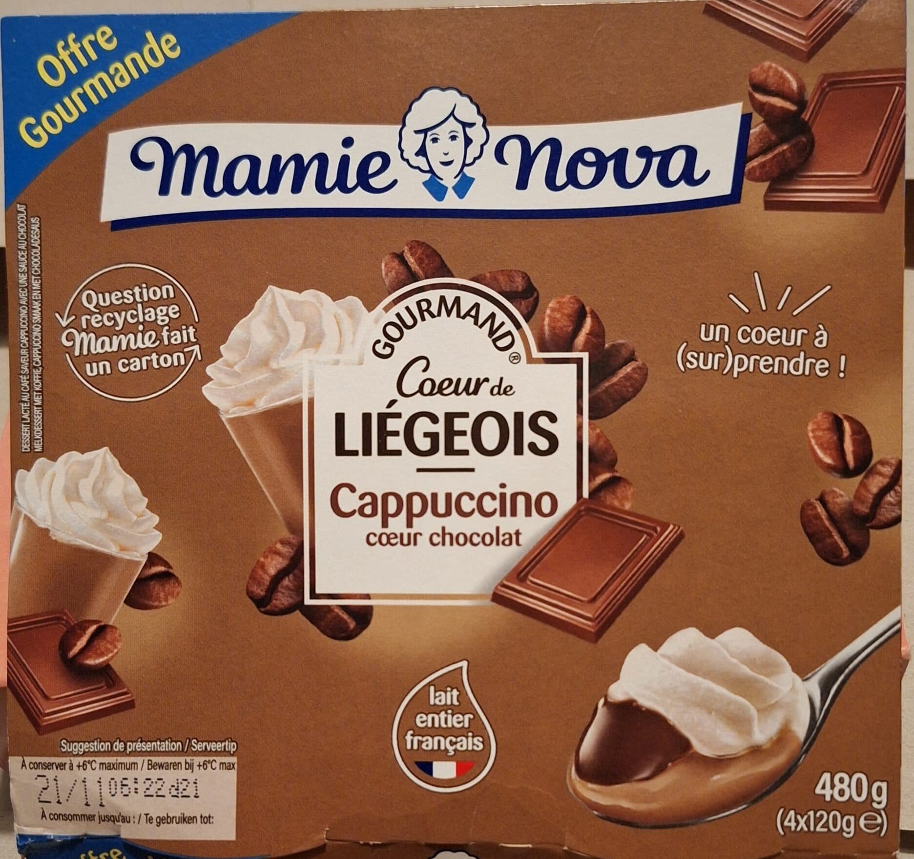 Mamie Nova Coeur de liégeois Cappuccino coeur chocolat packshot