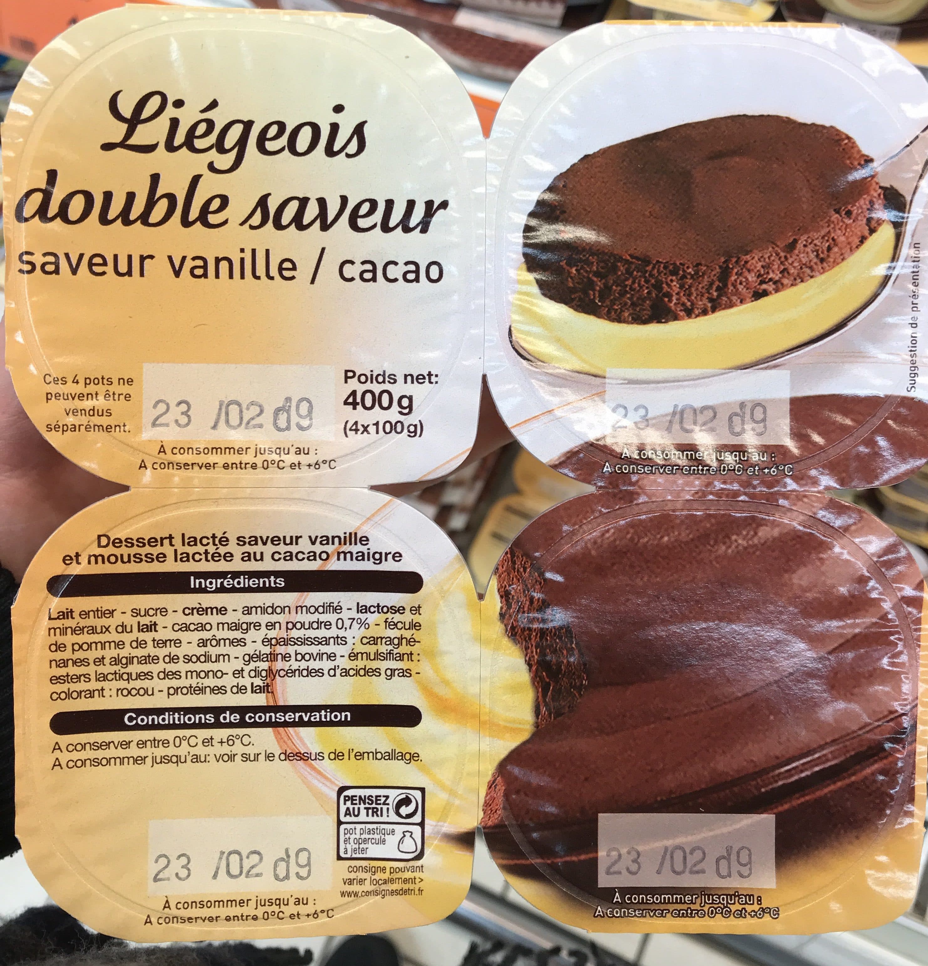 Novandie Liégeois double saveur vanille / cacao packshot